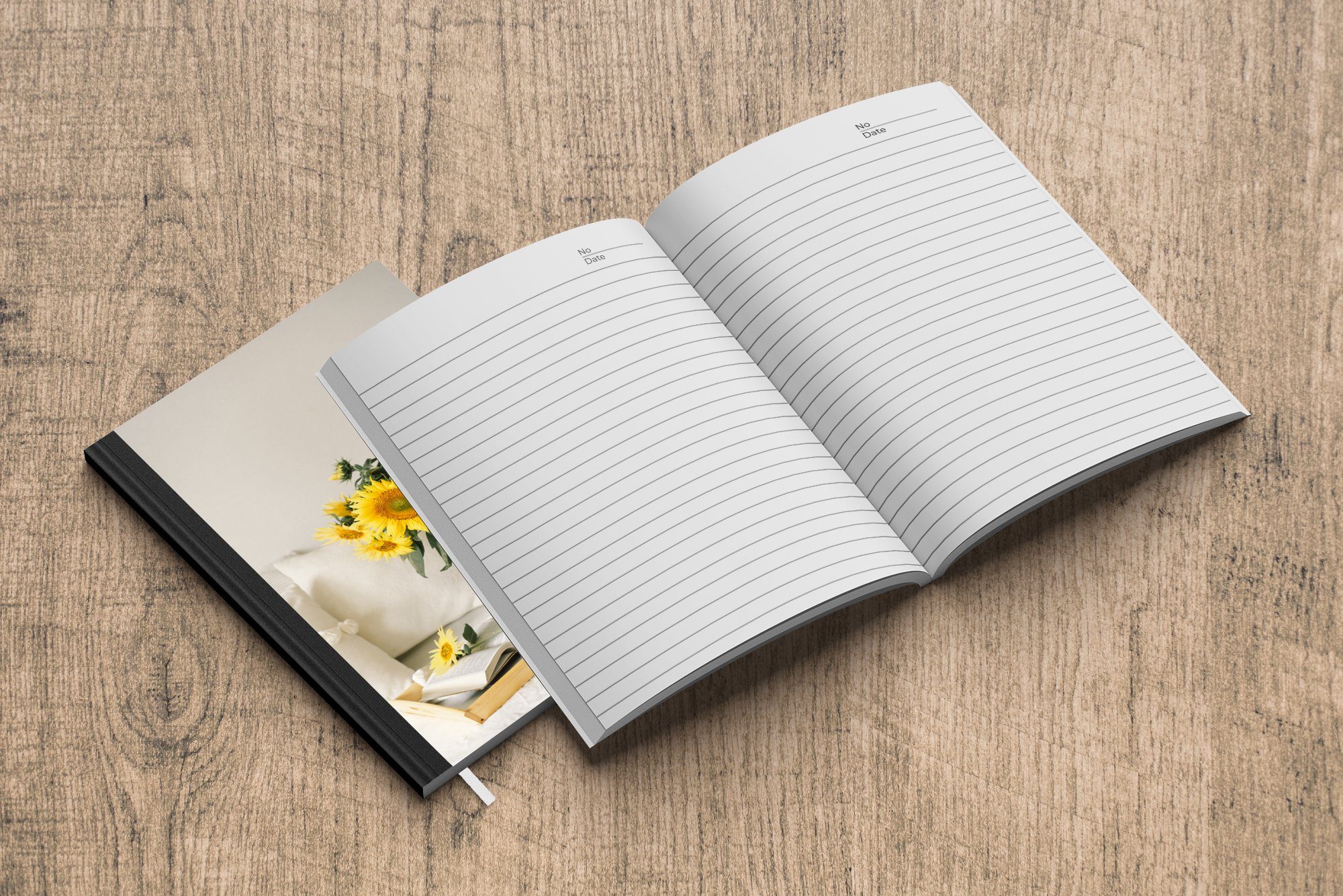 MuchoWow Notizbuch Stilleben Tagebuch, Sonnenblumen, Seiten, - 98 Haushaltsbuch Notizheft, - Merkzettel, Tablett Journal, A5
