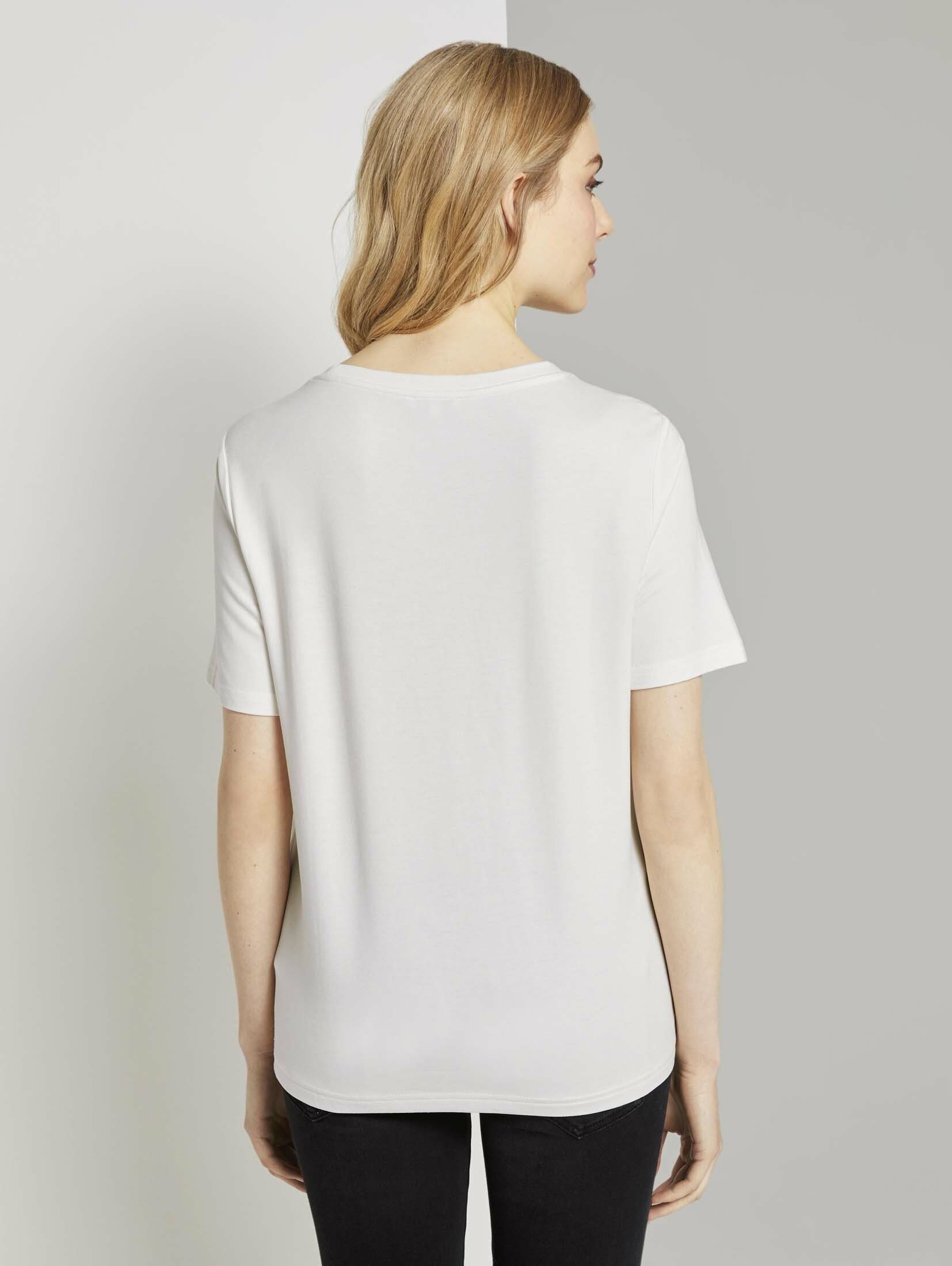 TAILOR T-Shirt White T-Shirt Print TOM mit Whisper