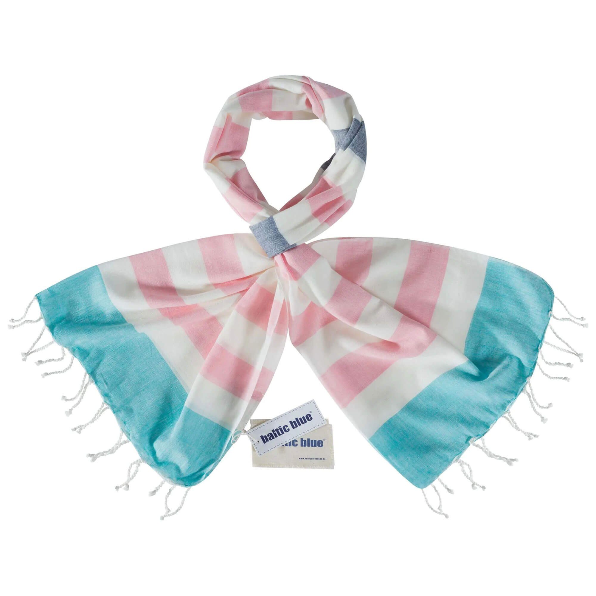 baltic blue Schal, Unisex Tuch Anna mit pastellfarbenen Streifen ca. 70x200 cm - Streifenschal Modeschal