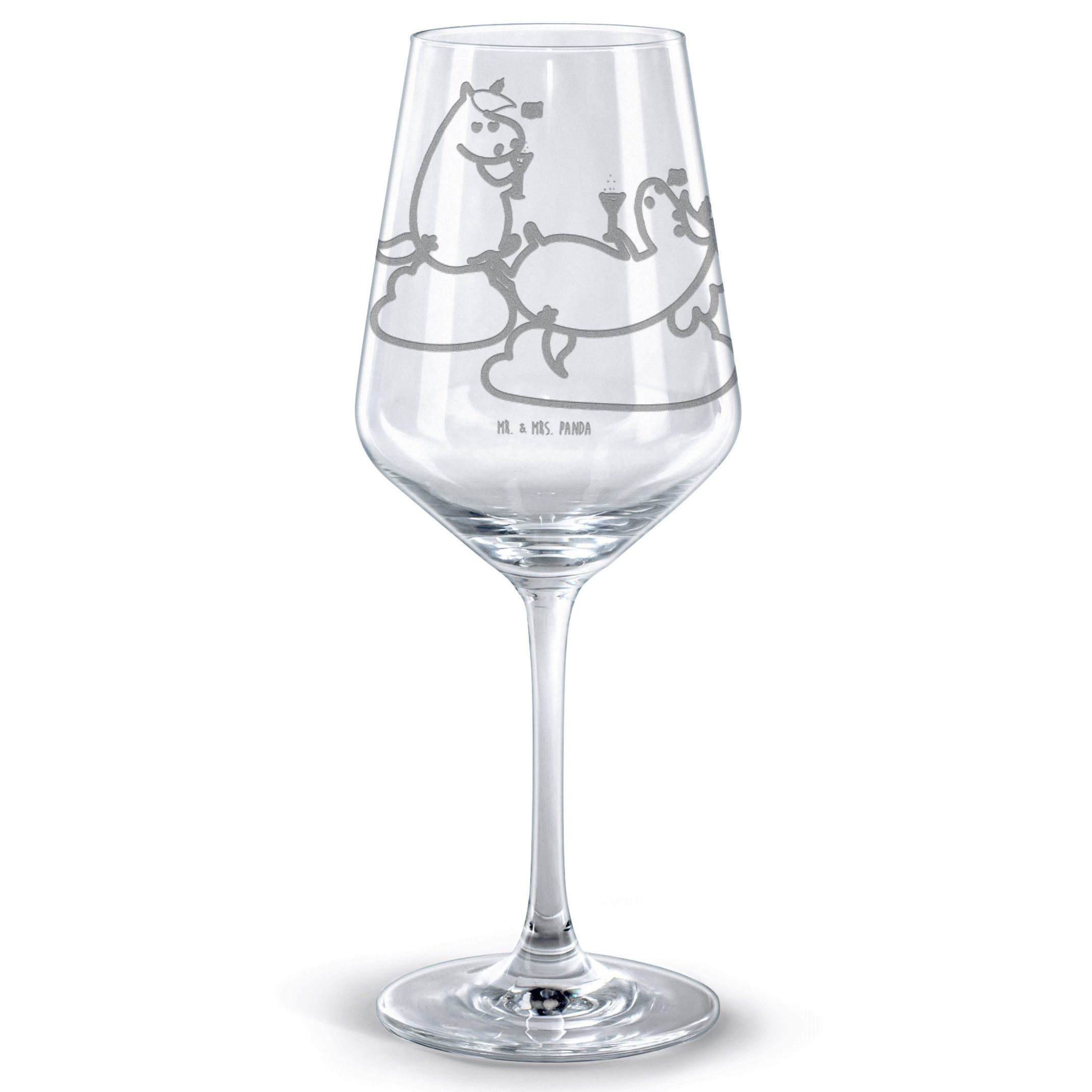 Mr. & Mrs. Panda Rotweinglas Einhorn Sekt - Transparent - Geschenk, Geschenk für Weinliebhaber, Ro, Premium Glas, Stilvolle Gravur