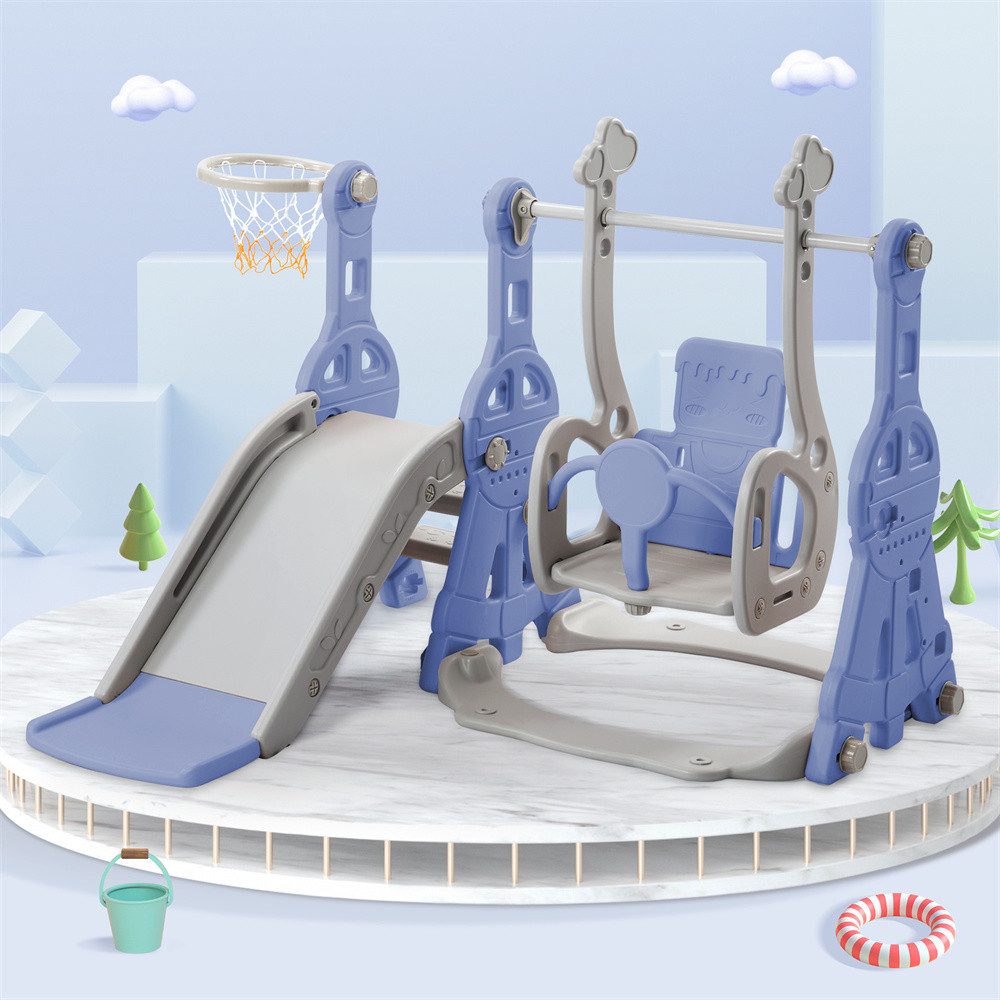 Rutsche Rutsche für Kinder 4In1Kinderrutsche Schaukel Basketballständer