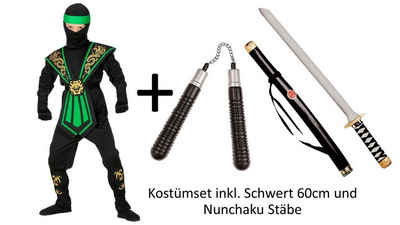 Scherzwelt Ritter-Kostüm »Kinder Kostüm Set Combat - Ninja in grün - Kostümset Kämpfer in Gr. 116 - 158 cm inkl. Waffen«