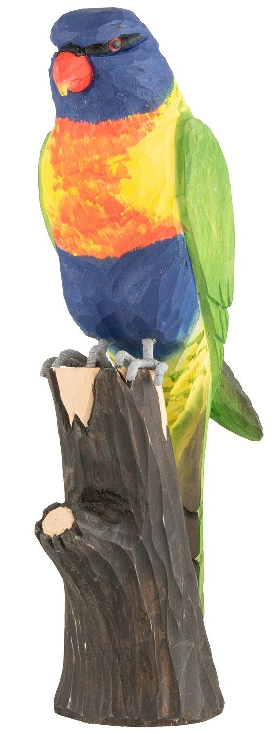 Wildlife Garden Dekofigur Decobird Regenbogenlori handgeschnitzt, Holz (Linde), Höhe 26,2 cm
