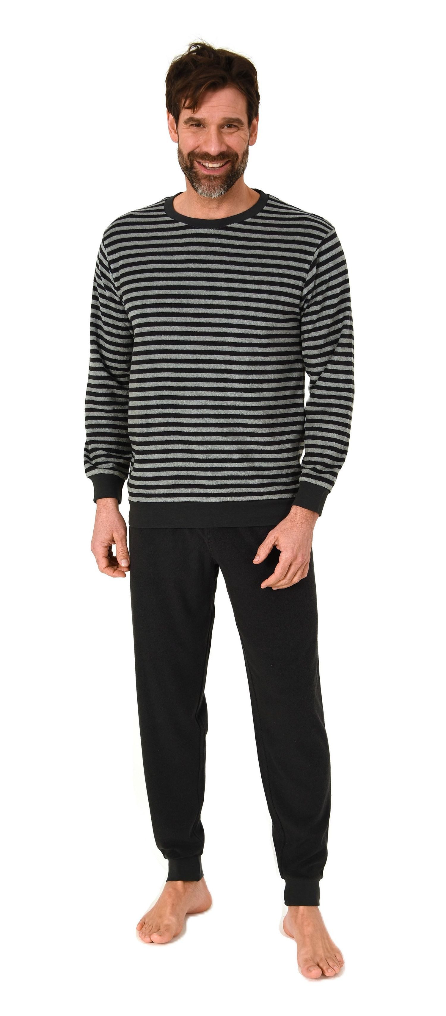 Normann Pyjama Normann Herren Frottee Schlafanzug Streifenlook – auch in Üb günstig online kaufen