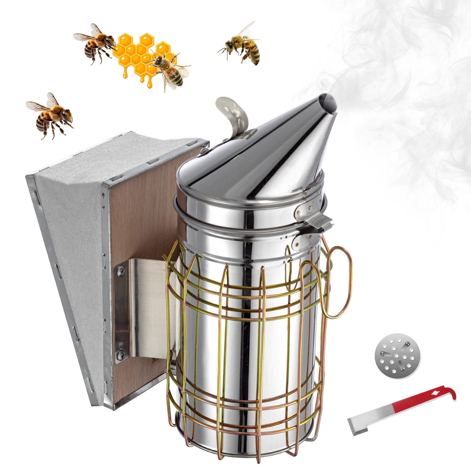 Youyijia Werkzeughalter Bienen Smoker Edelstahl mit Hitzeschild & Imker Werkzeug