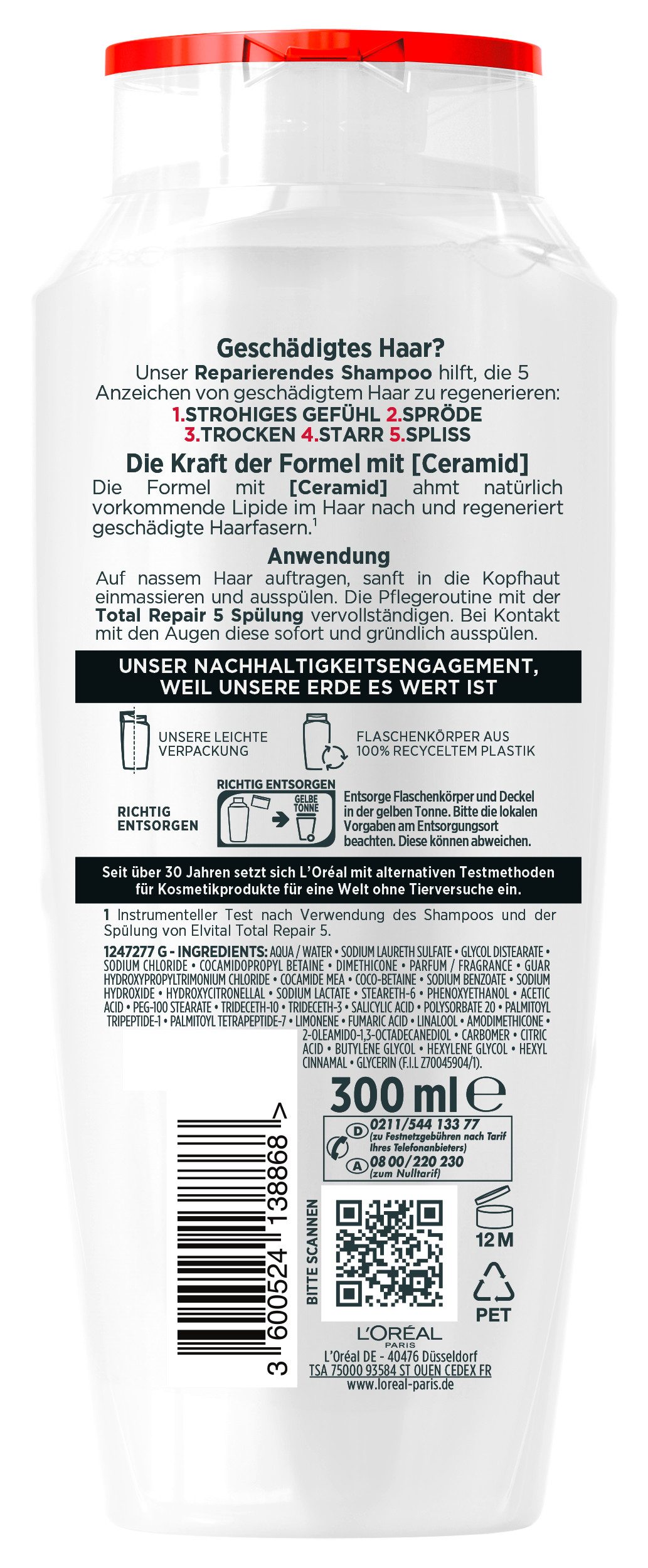 L'ORÉAL PARIS Haarspülung L'Oréal Paris Elvital Total Repair 5 Spülung, Packung, 6-tlg., Haarfaser wird in der Tiefe repariert, Struktur wird gestärkt.