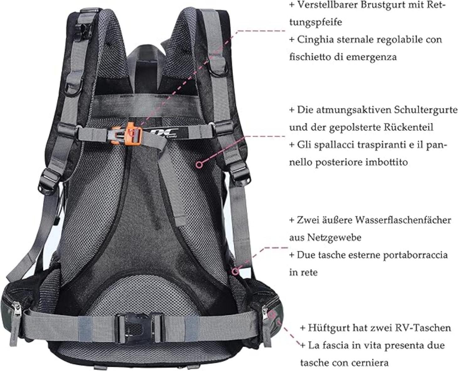 Coonoor Wanderrucksack 40l Damen Herren Rucksack Wasserdicht Reiserucksack mit Regenschutz