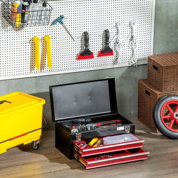 Durhand Werkzeugbox Werkzeugkoffer, Werkzeugkiste mit Griff, 2 Schubladen (Werkzeugkasten, 1 St., Werkzeugkiste), Mit 2 Stahlverschlüssen