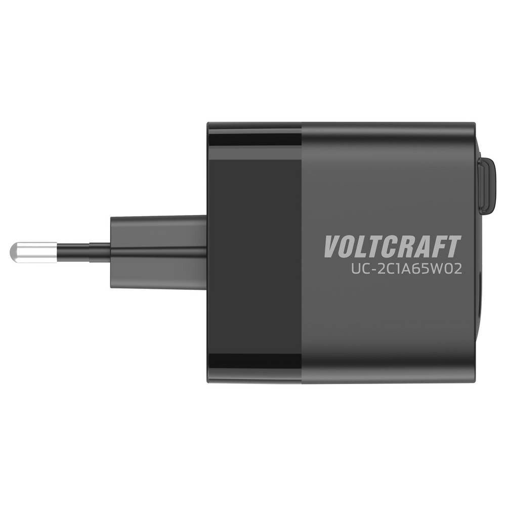 VOLTCRAFT USB-Steckerladegerät, 65 W, GaN mit Display VC-16619015 USB-Ladegerät (GaN, USB Power Delivery (USB-PD), Schnellladegerät)