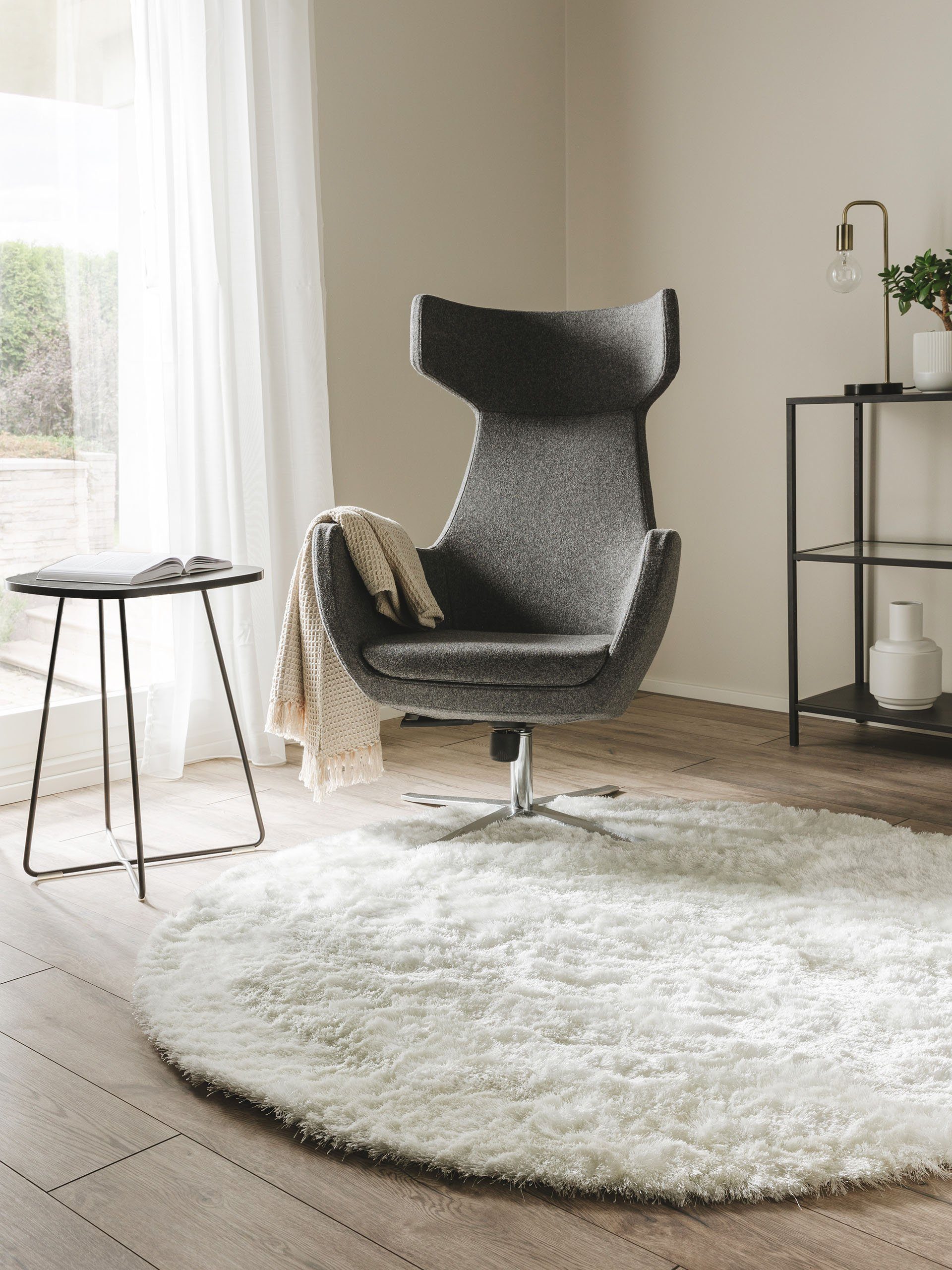 benuta Teppich Whisper, rund, Höhe: 31 mm, Hochflorteppich Wohnzimmer, Schl günstig online kaufen