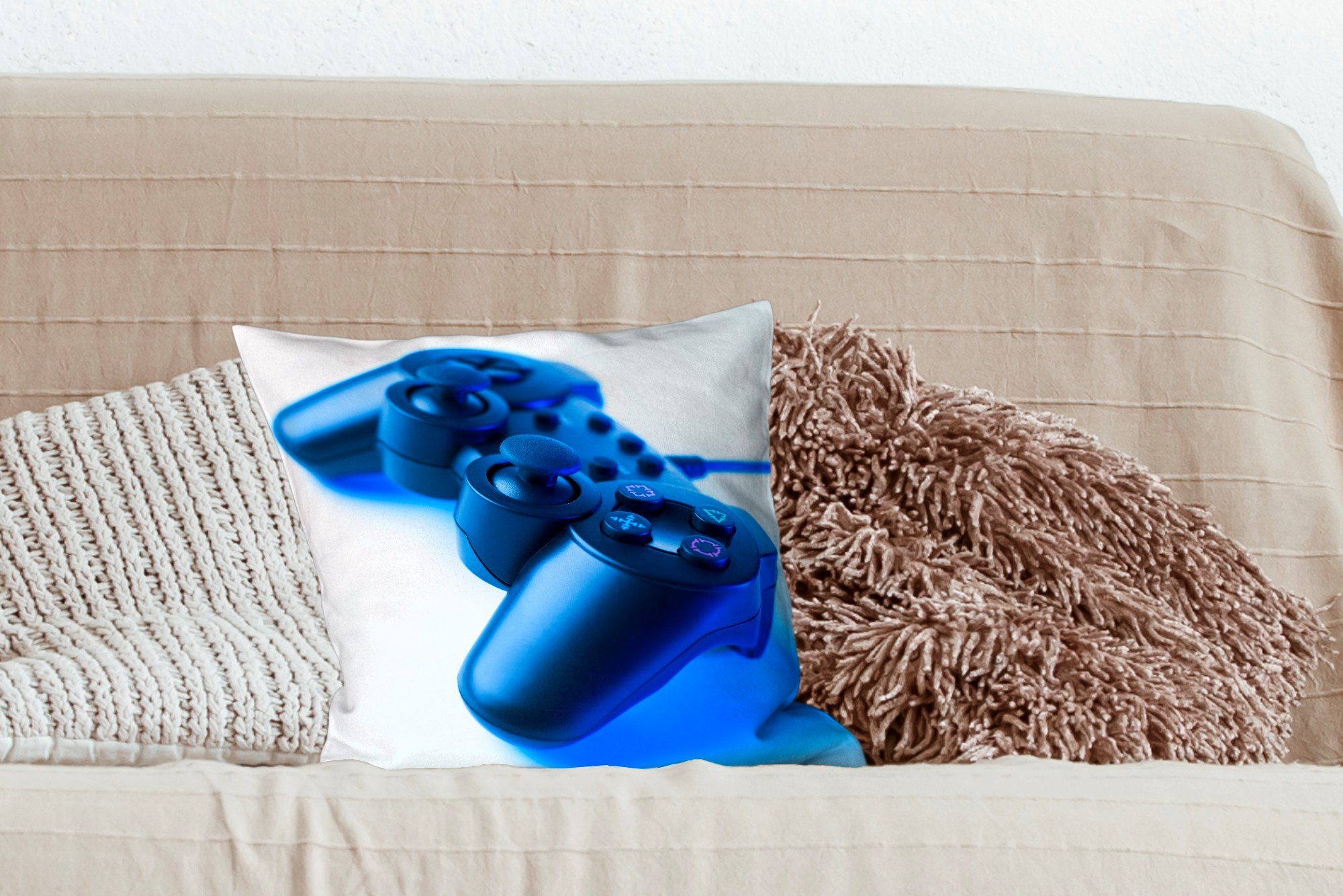 Wohzimmer, Gaming-Controller MuchoWow mit für Dekokissen Deko, Füllung - Schlafzimmer, Blau, Sofakissen Zierkissen