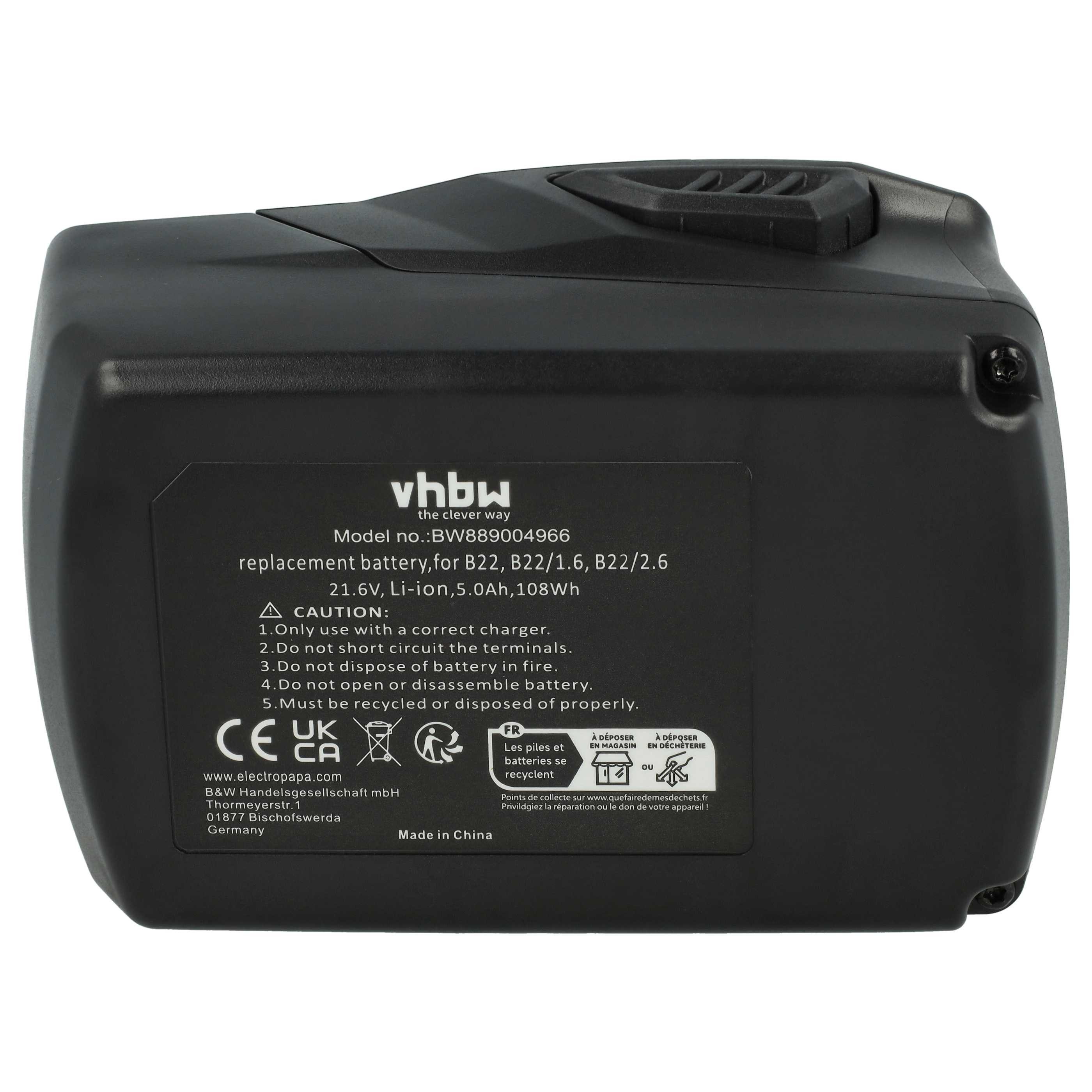 vhbw Akku passend für Hilti NPR 32 PE-A22, RC 4/36-DAB, RT 6-A22, NUN Akku Akku Li-Ion 5000 mAh (21,6 V, 2 St), Leistungsfähige Austausch-Akkus für Werkzeug Powertools wie