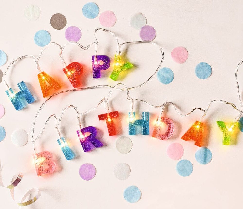 Moses. Verlag Lichterkette mit Happy Birthday Schriftzug, für Geburtstagsfeier & Kinderpartys