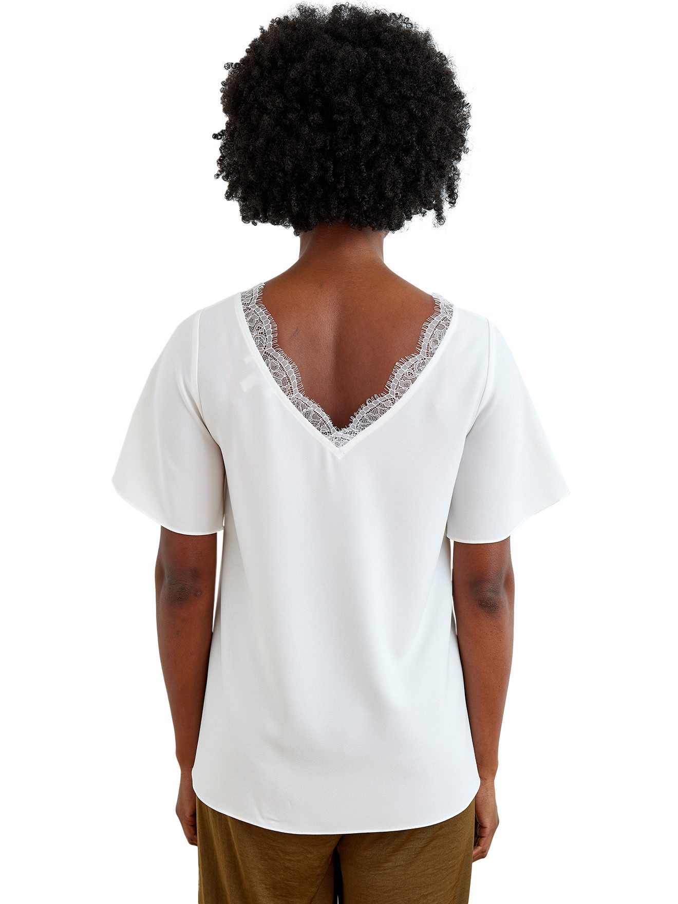 vertbaudet Umstandsbluse Umstandsbluse mit Spitze am Ausschnitt wendbar