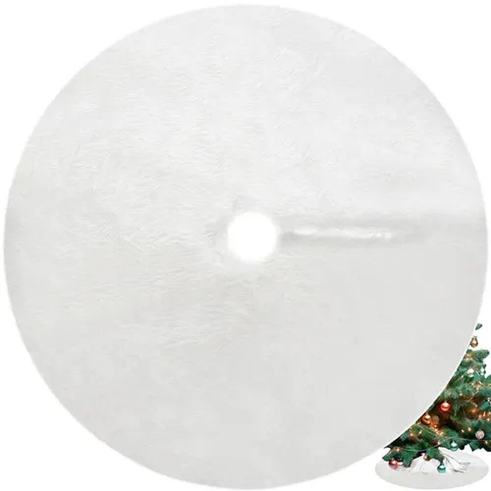 Ruhhy Weihnachtsbaumdecke Christbaumteppich Fellmatte Baumunterlage (1-tlg), Langflor-Kunstfell, weiß, 90 cm, Bodenschutz