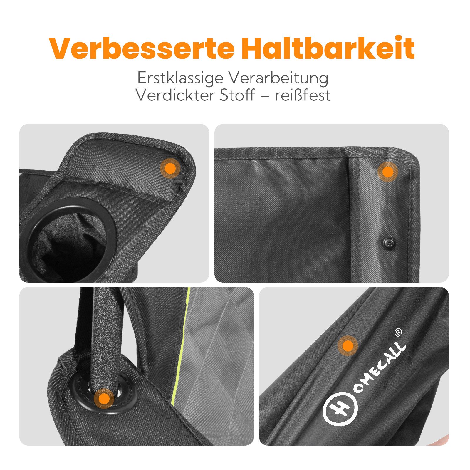 HOMECALL Campingstuhl Übergroßer Klappstuhl mit hoher Rückenlehne, XXL Faltstuhl Gepolstert (Bis 360KG Belastbar, 1 St), Robust und Zuverlässig klappstuhl für Outdoor, Balkon, Garten