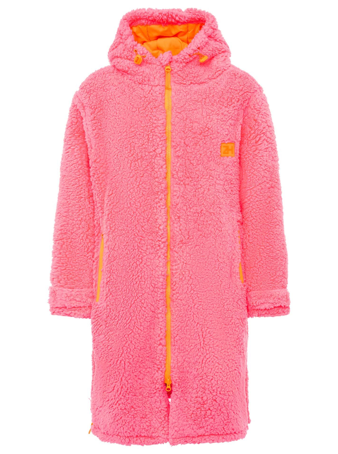 Zwillingsherz Kurzmantel "Oversize Teddy Windjacke ZH" weiches Teddy-Material, Kapuze, Reißverschluss, seitliche Taschen