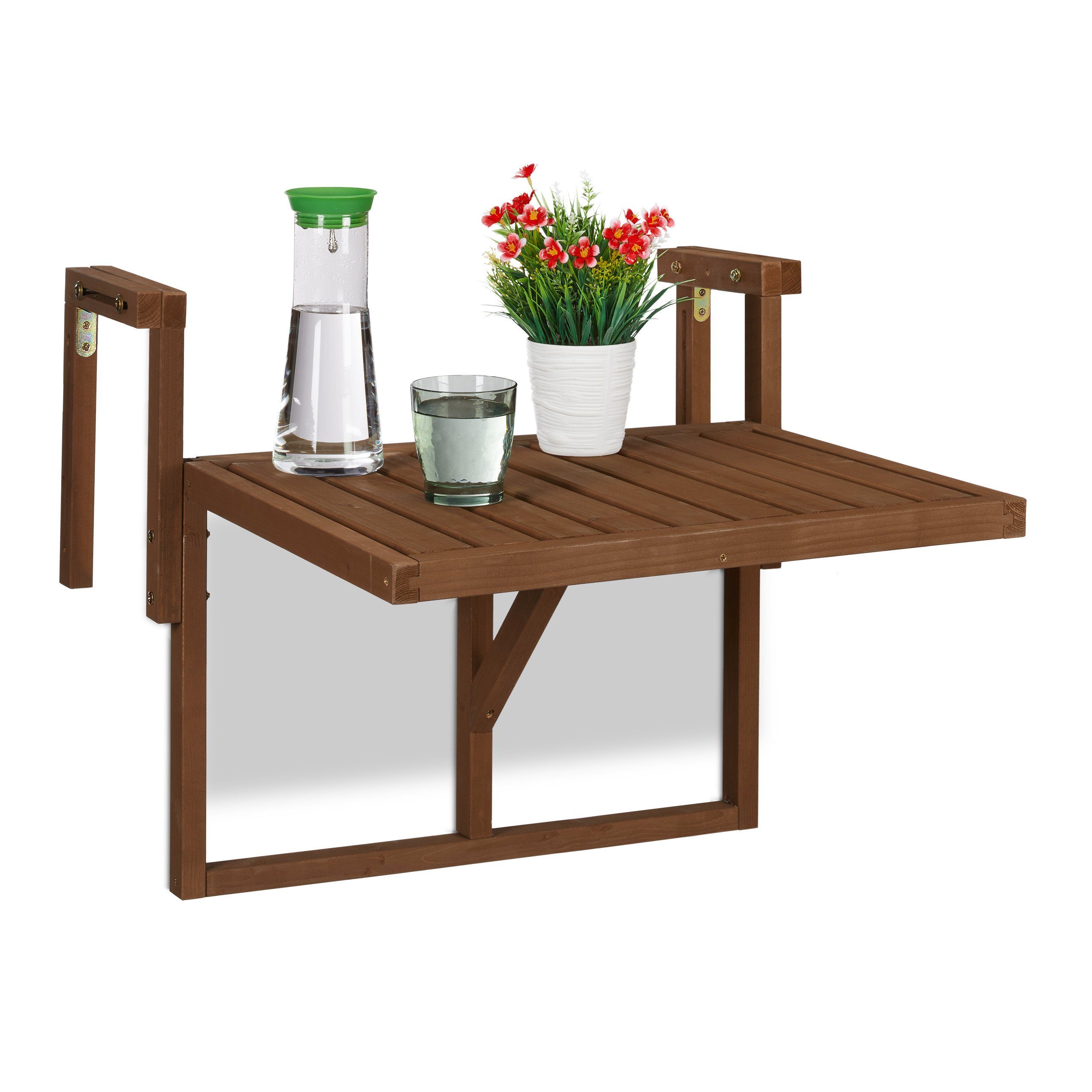 relaxdays Balkonhängetisch Klappbarer Balkontisch aus Holz (1-St)