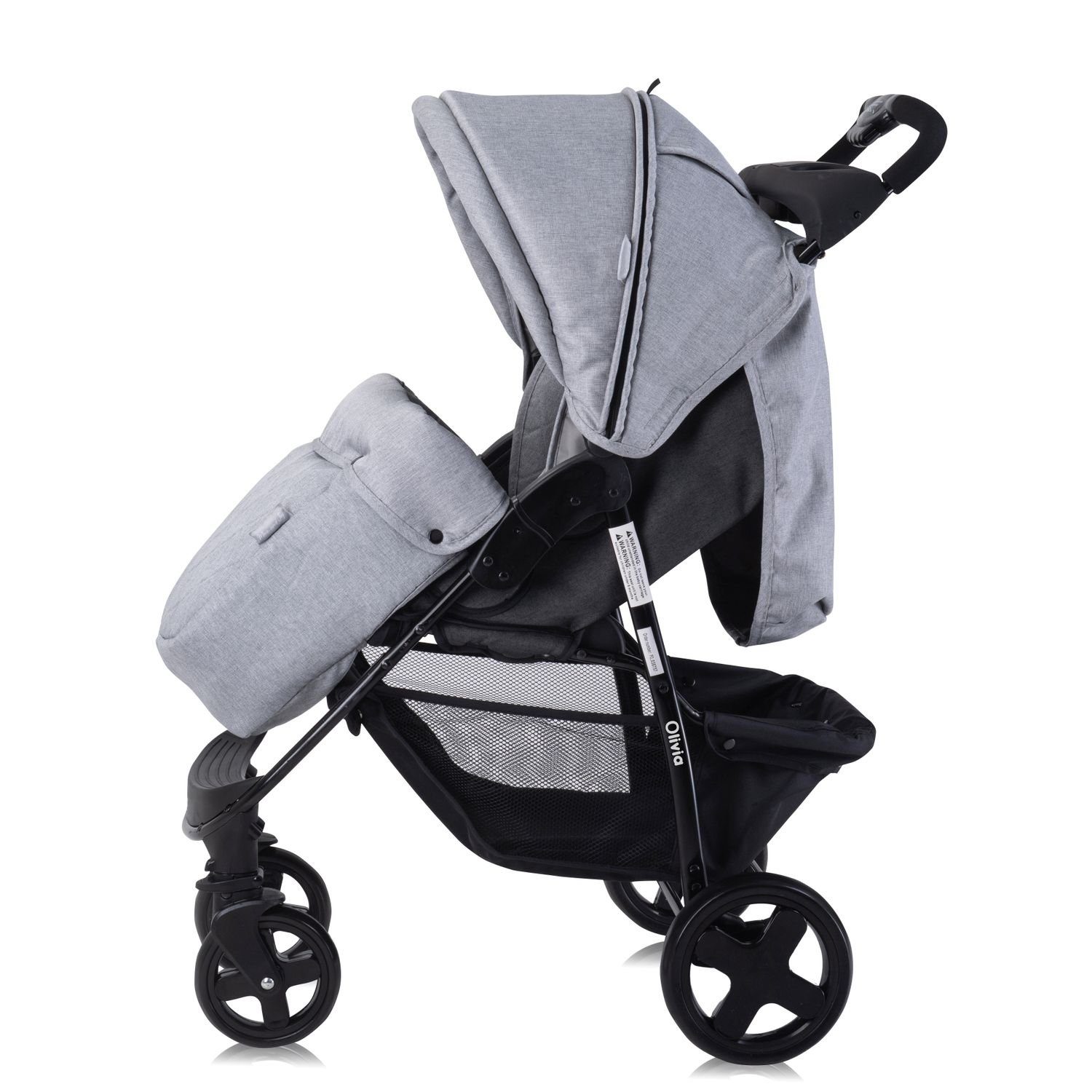 Buggy Olivia, Korb Kinderwagen Fußabdeckung, Kinder-Buggy Zubehörbox, verstellbar, grau Lorelli