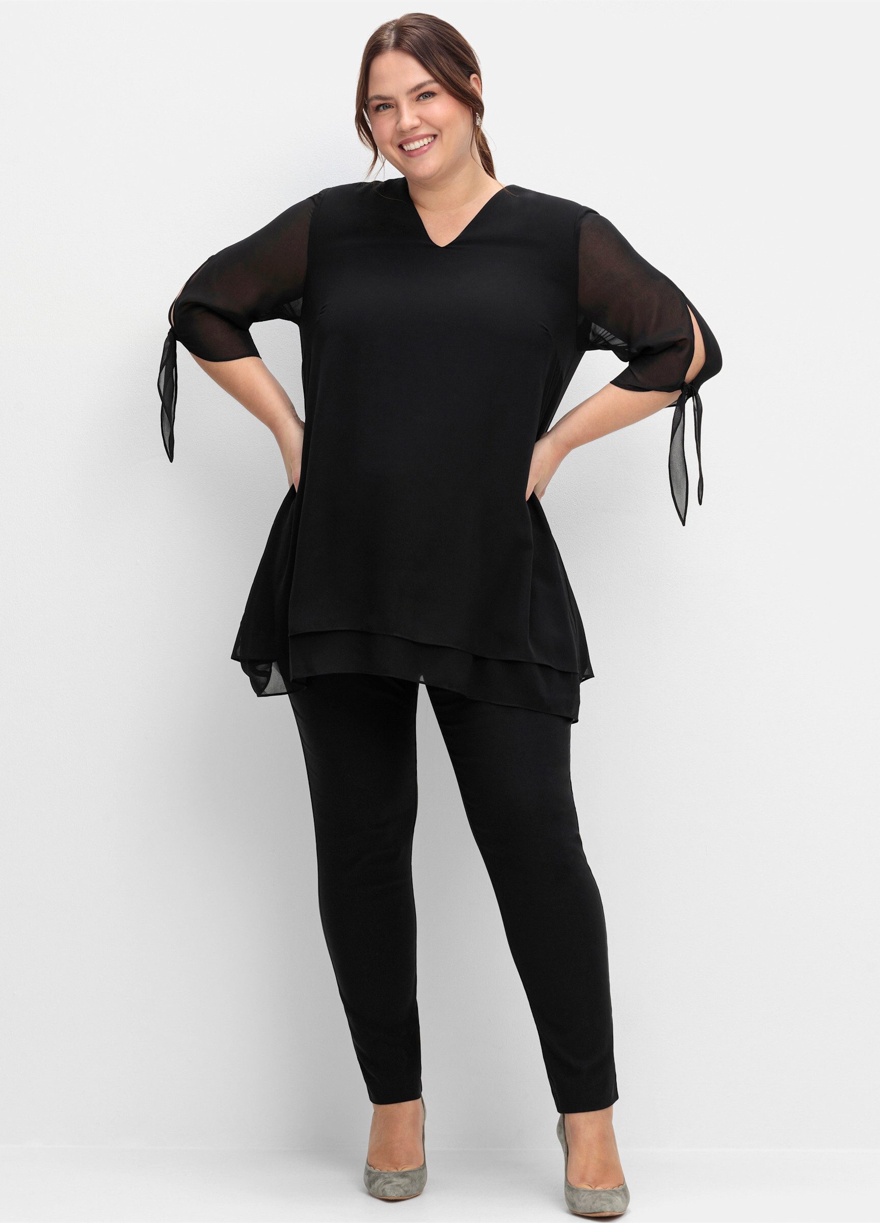 Sheego Klassische Bluse Chiffonbluse . günstig online kaufen