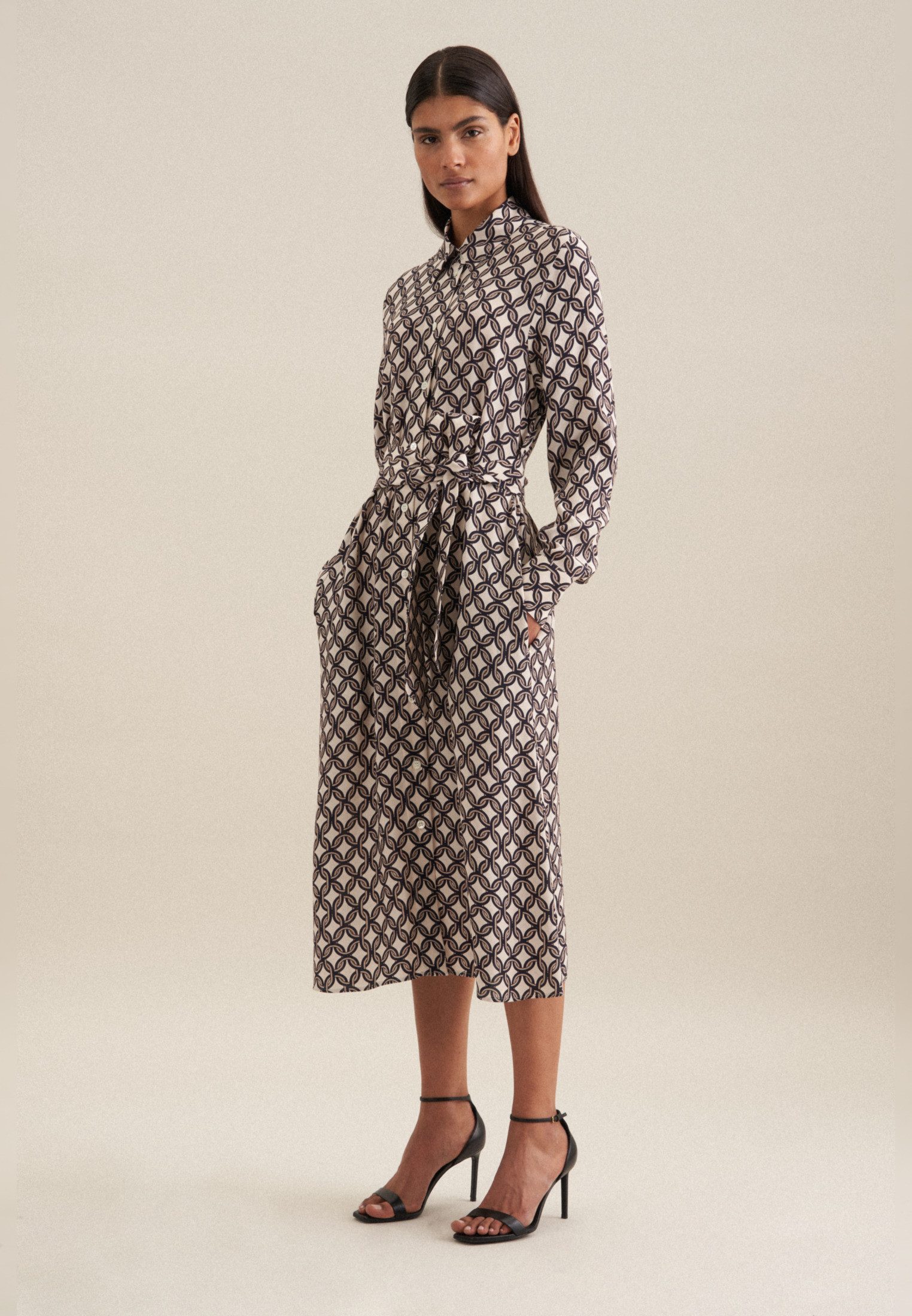 seidensticker Sommerkleid Schwarze Rose 1/1 Kragen Druck günstig online kaufen