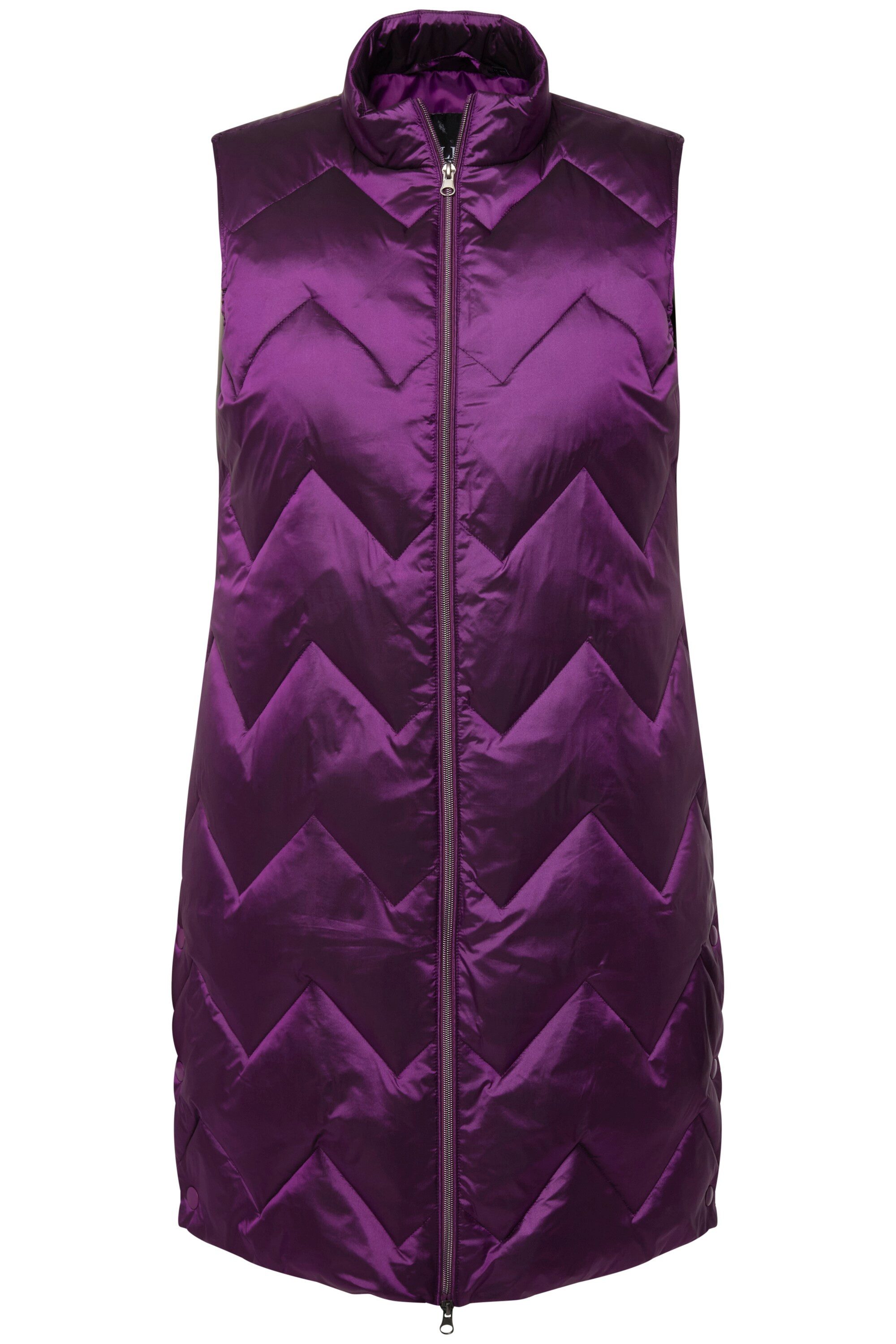 Ulla Popken Steppweste Long-Weste Two-Tone Stehkragen günstig online kaufen