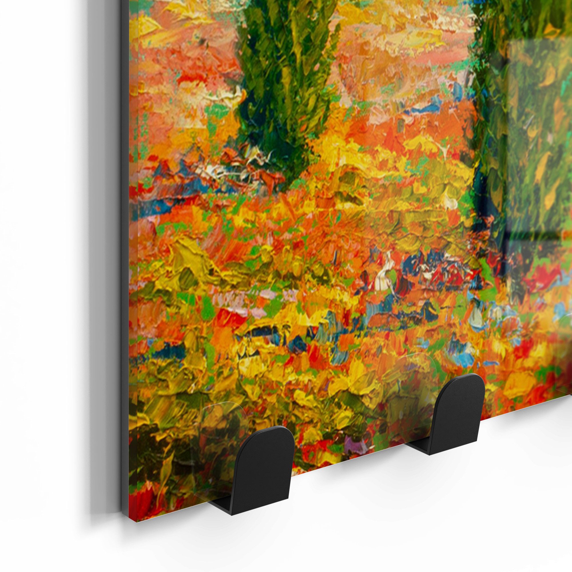 DEQORI Kleiderhaken 'Blumenmeer im Monet-Stil', Glas Garderobe Paneel magnetisch beschreibbar