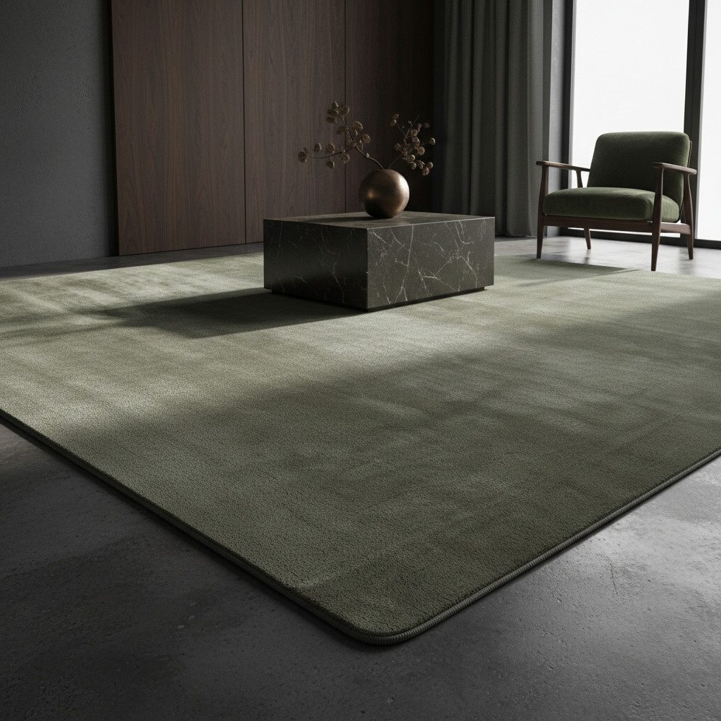 KADIMA DESIGN Teppich ISAR Wohnzimmer Waschbar Schlafzimmer Wohnzimmerteppich Esszimmer Uni, Rechteckig, Höhe: 13 mm, Grün, 60x100 cm, Strapazierfähig Esszimmerteppich Waschbar