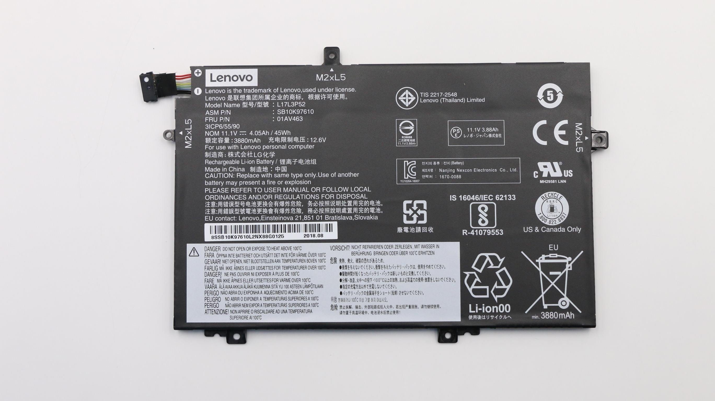 Lenovo Original Akku für Lenovo 5B10W13897 Laptop-Akku Akku 4120 mAh