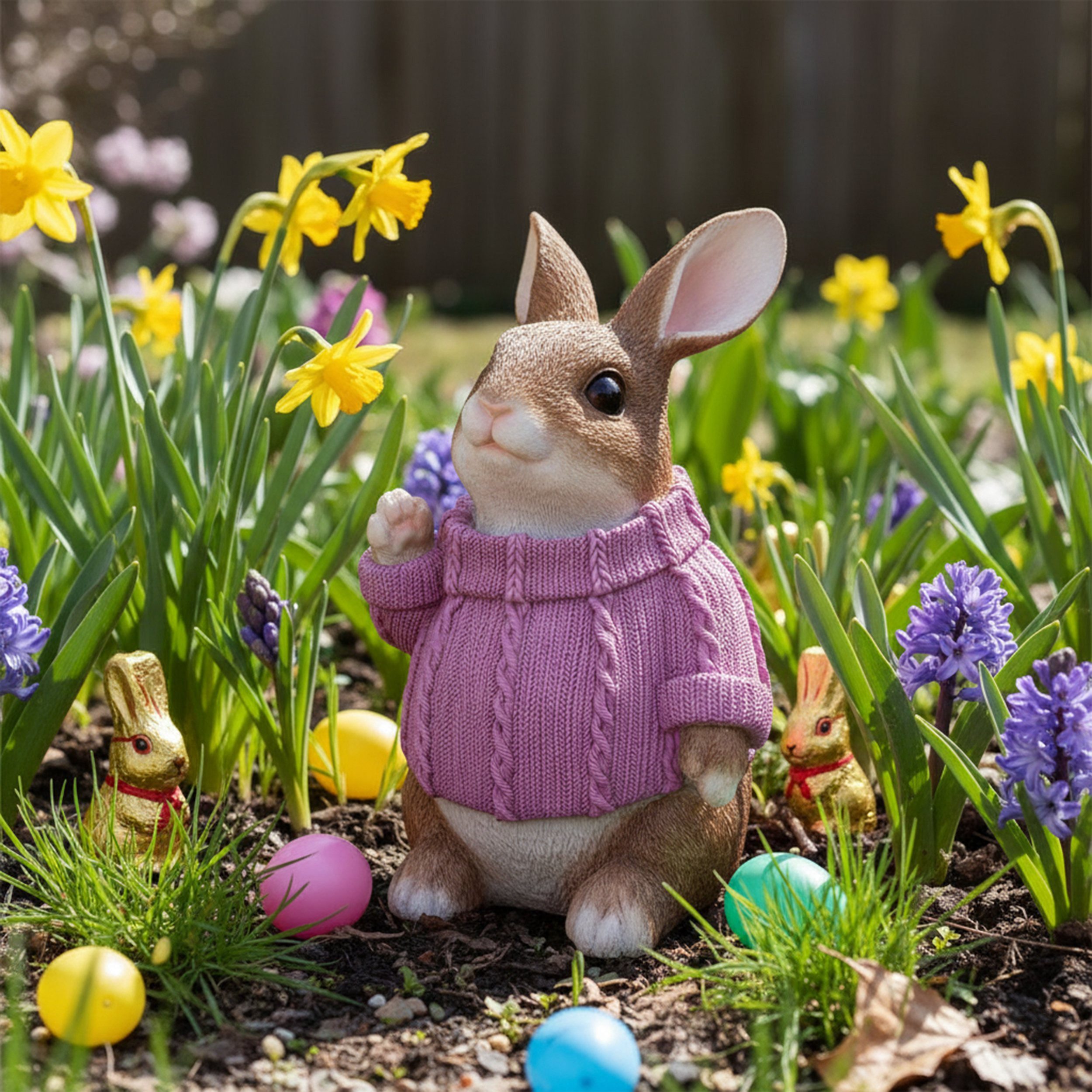 colourliving Osterfigur Deko-Hase XL im Pullover – Große Osterhasen-Figur sitzend (1 St), 6 verschiedene Farben und Varianten auswählbar