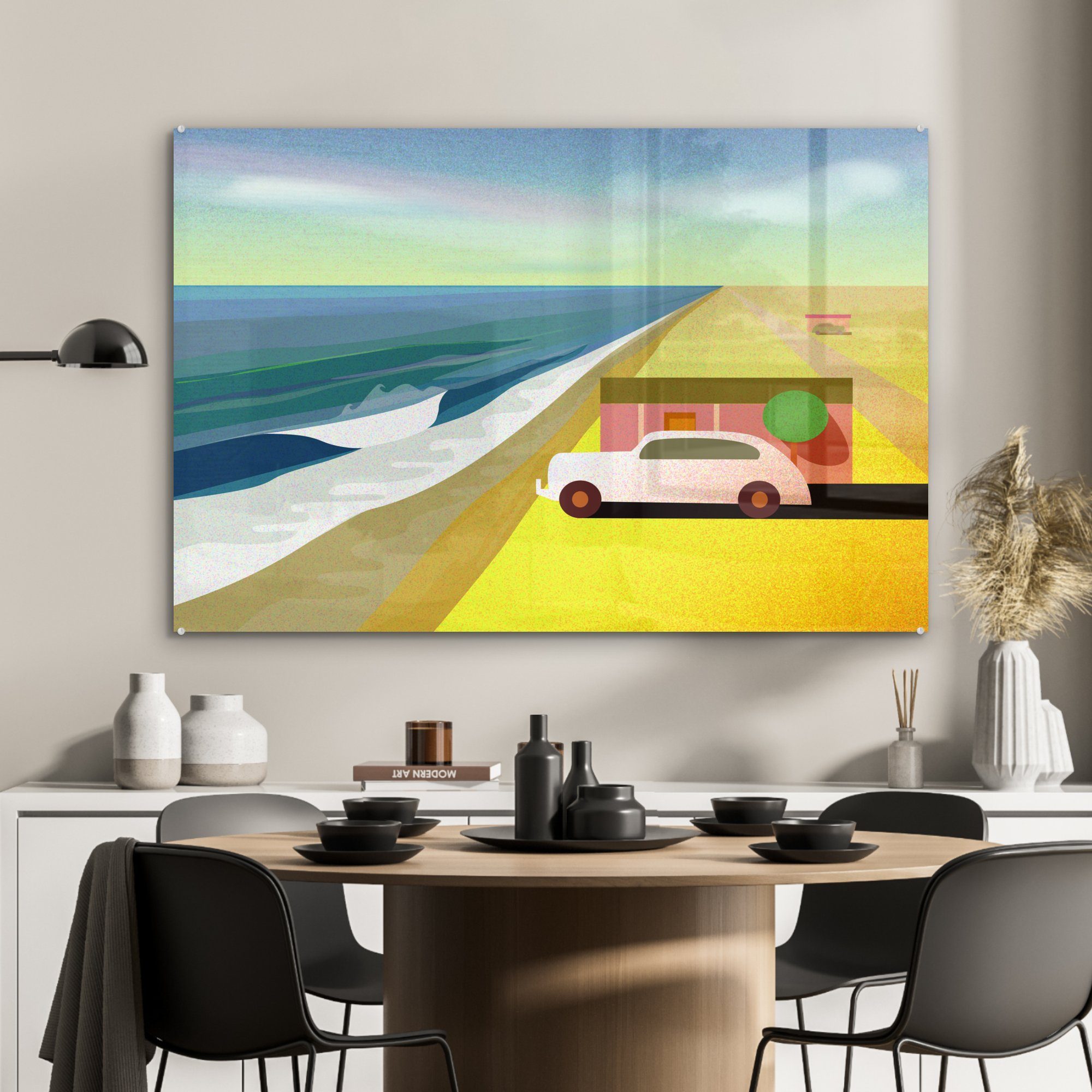 Acrylglasbild Schlafzimmer (1 Kunstwerk, am Meer Welle MuchoWow einer brechenden auf dem Acrylglasbilder Wohnzimmer Strandhaus & St), mit