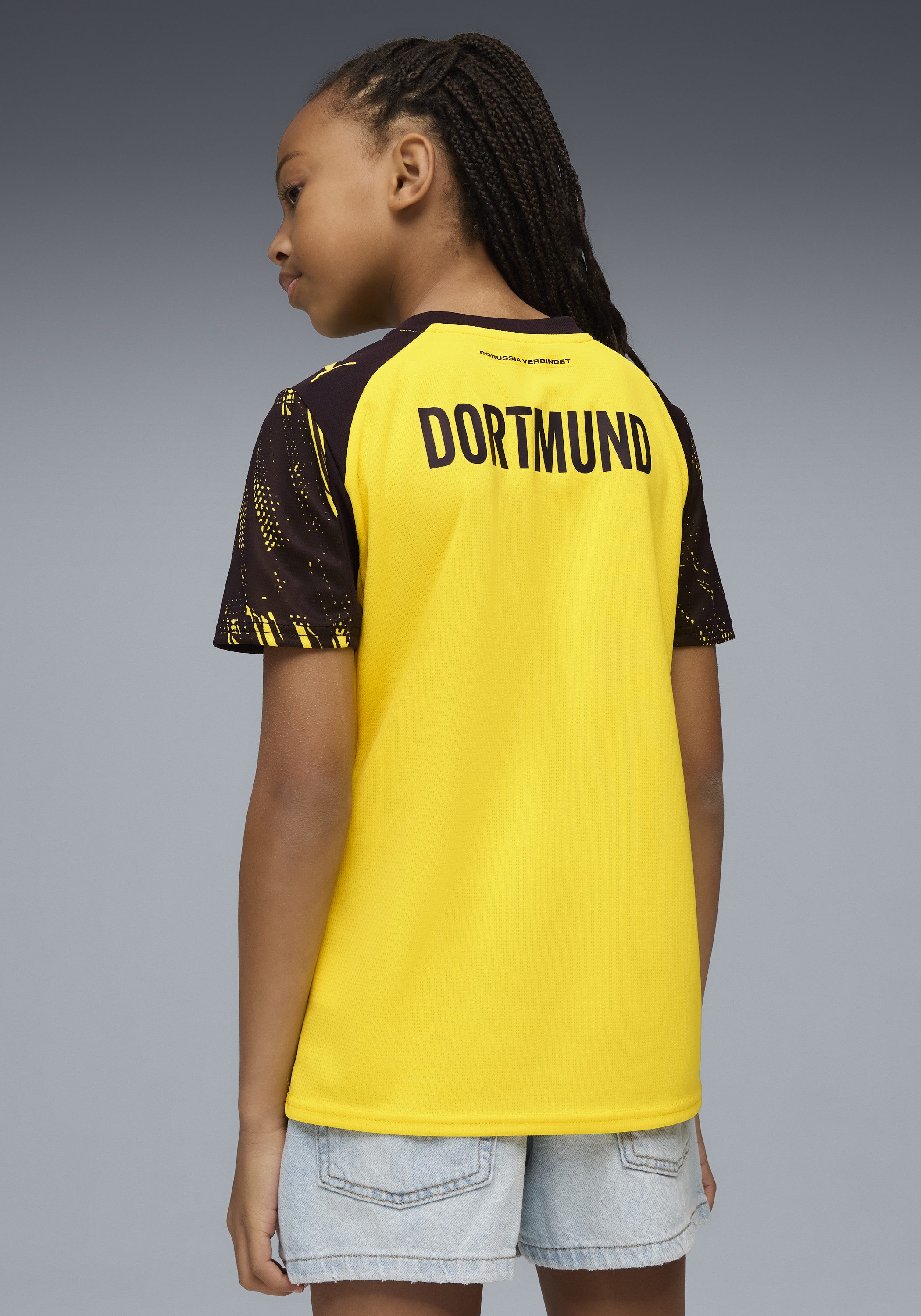 PUMA Fußballtrikot BVB HOME JERSEY REPLICA JR WITH SPONSOR für Fußball, aus Polyester, ohne Kapuze, sportlicher Stil