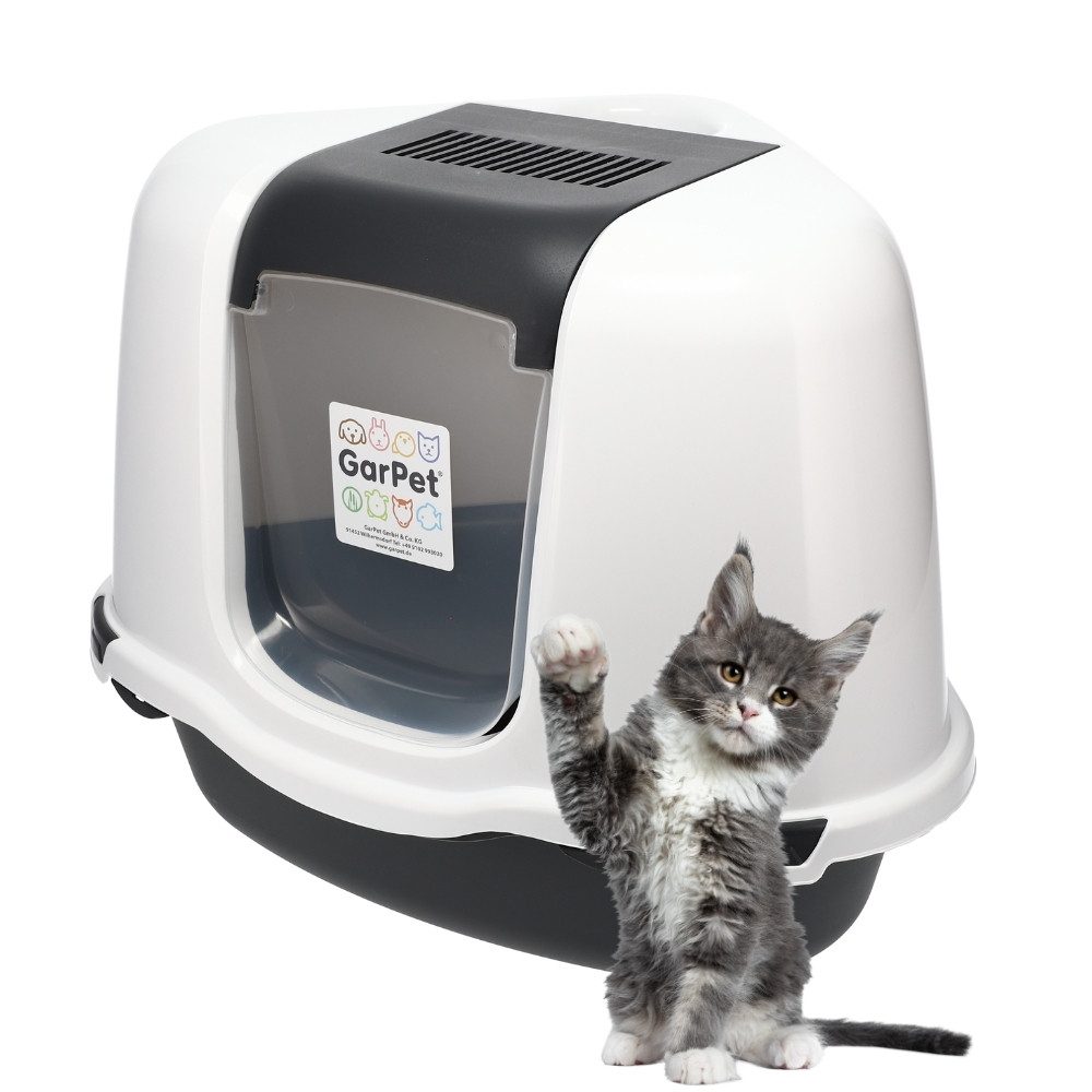 Katzenecktoilette Katzenklo Ecke platzsparende Eck Katzentoilette mit Deckel Ecktoilette