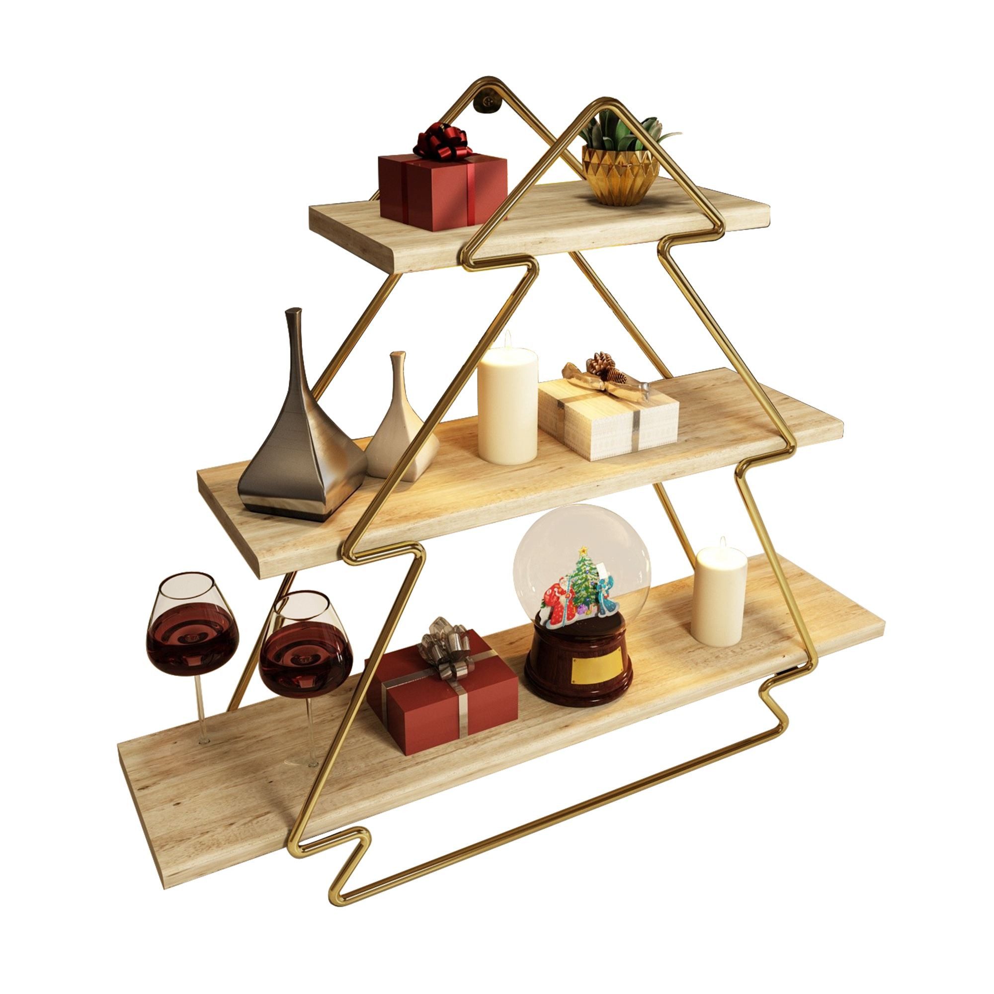 Wandregal 100% SOLID WOOD, 53 x 15 x 60 cm T1121