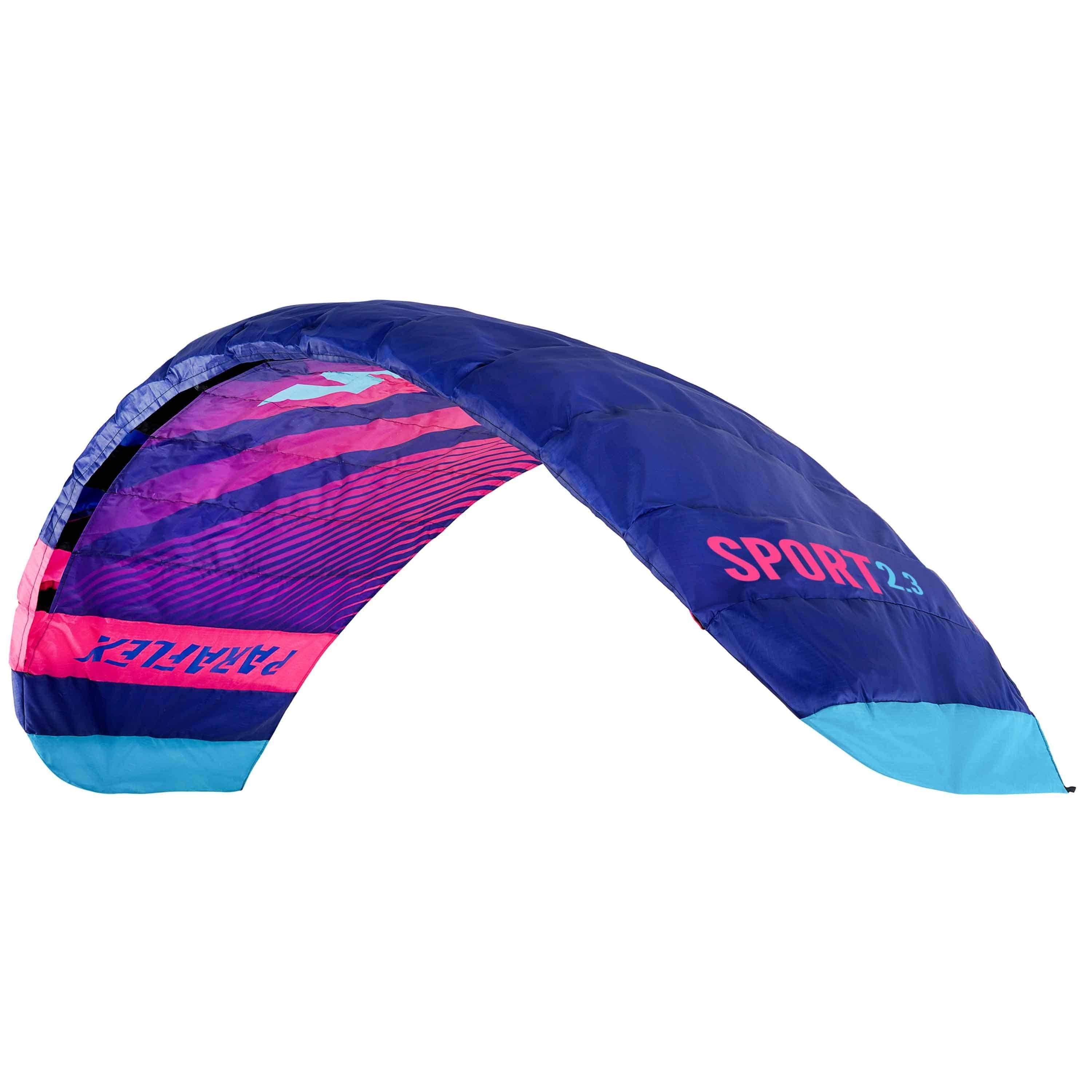 Wolkenstürmer Kite Paraflex Sport 2.3 Lenkmatte 230 cm, (Trainerkite 1,7 m² mit Lenkbar und Safety Leash (blau-pink), 1-tlg), Stunt Kite für Erwachsene - 2-Line Powerkite Ready to Fly