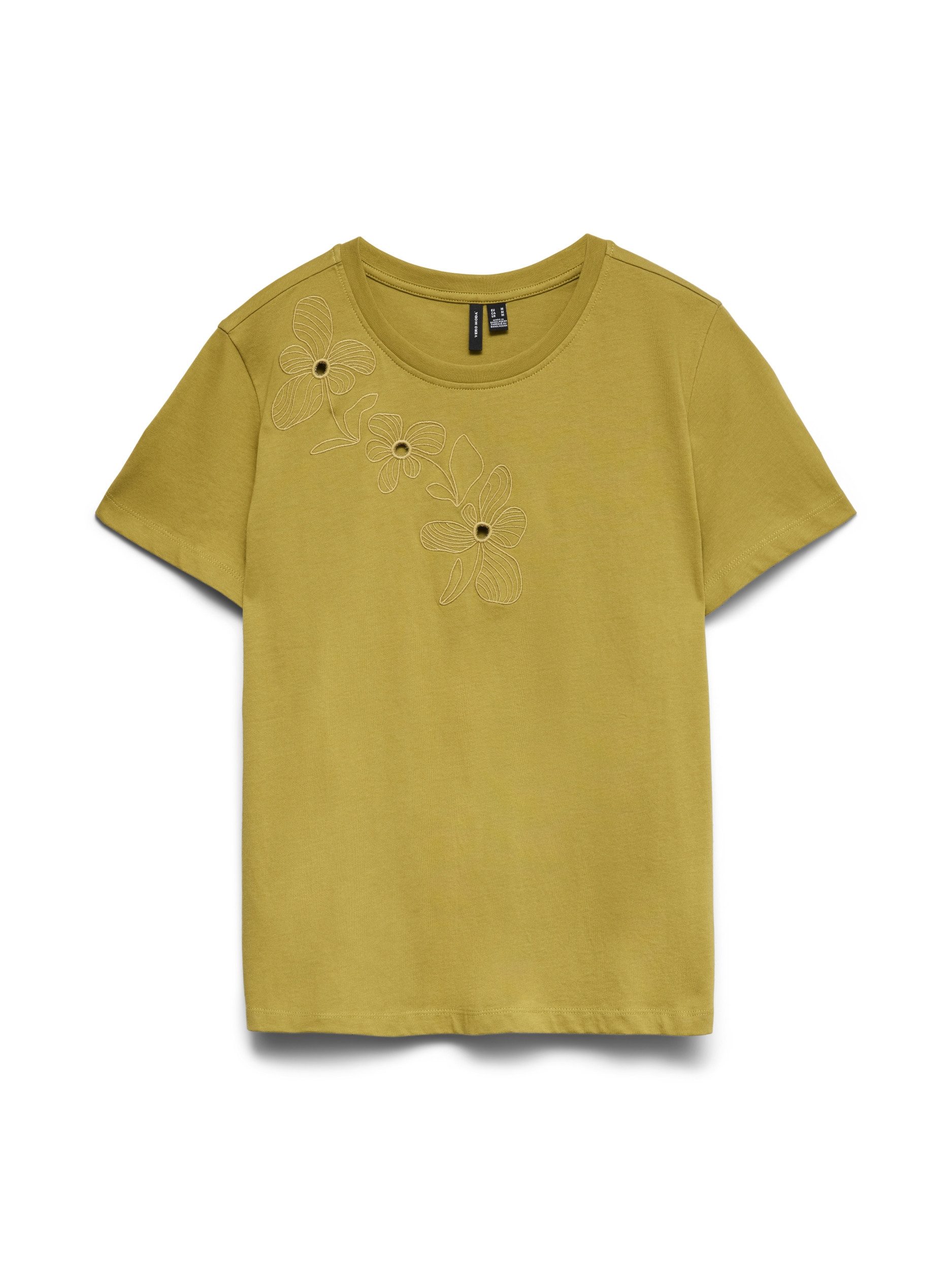 T-Shirt VMMIRANIA FRANCIS SS TOP BOX JRS, Willow/SHOULDER BRODERIE