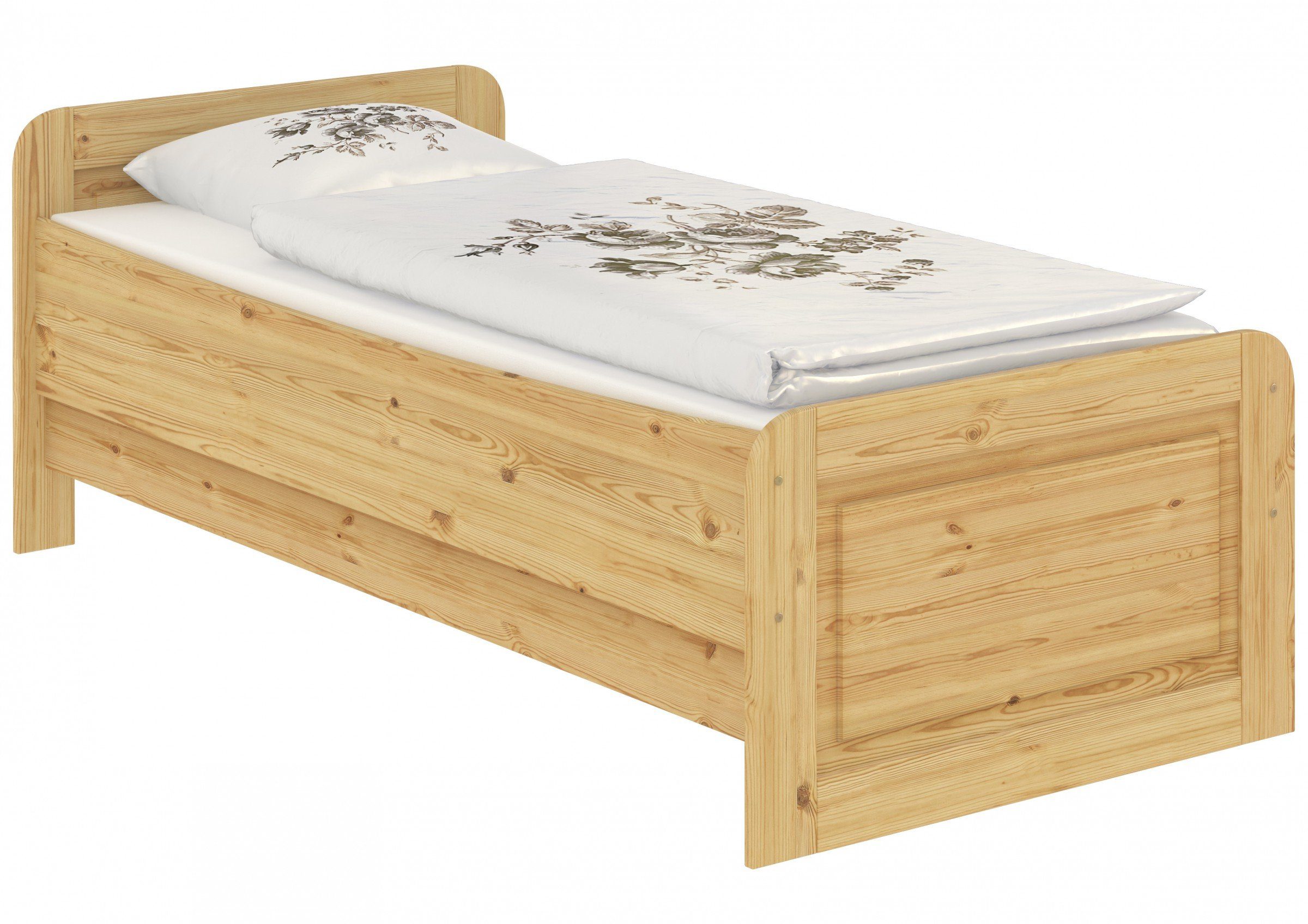 Kiefer Seniorenbett massiv Rost, ohne ERST-HOLZ Bett lackiert Kieferfarblos 100x200