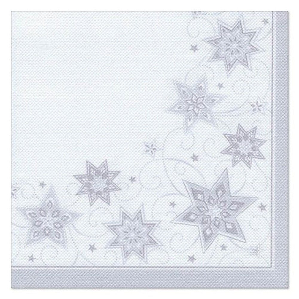 PAPSTAR Papierserviette 20 Servietten 40x40cm JUST STARS 3-lagig - weiß, Stoffoptik, Industriell kompostierbar
