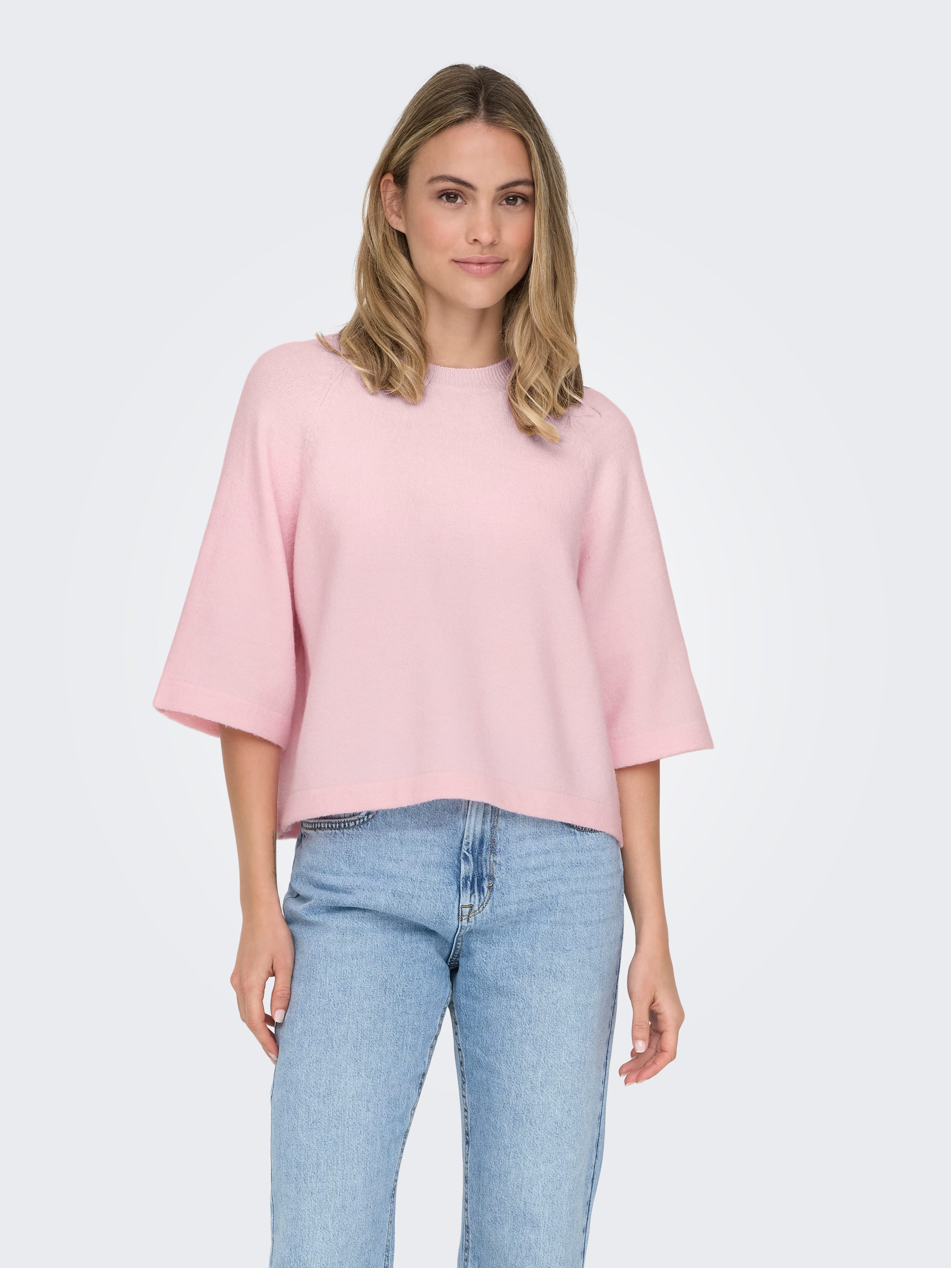 ONLY Strickpullover ONLSIMONI 3/4 PULLOVER KNT NOOS Materialmix, regular fit