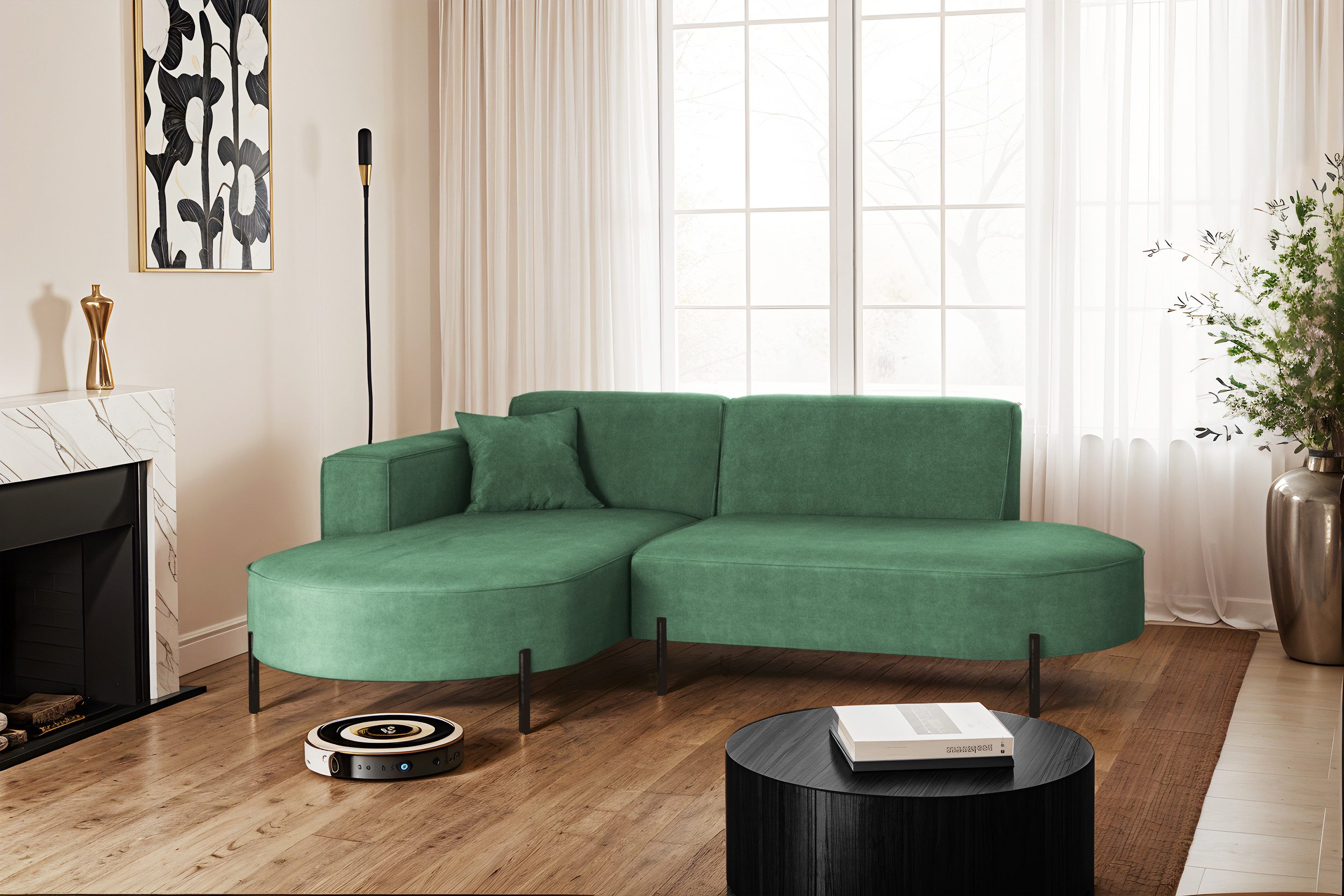 Ecksofa Sofa L-Form Designer Modena Rein stoff Noel, Quelle, Poso