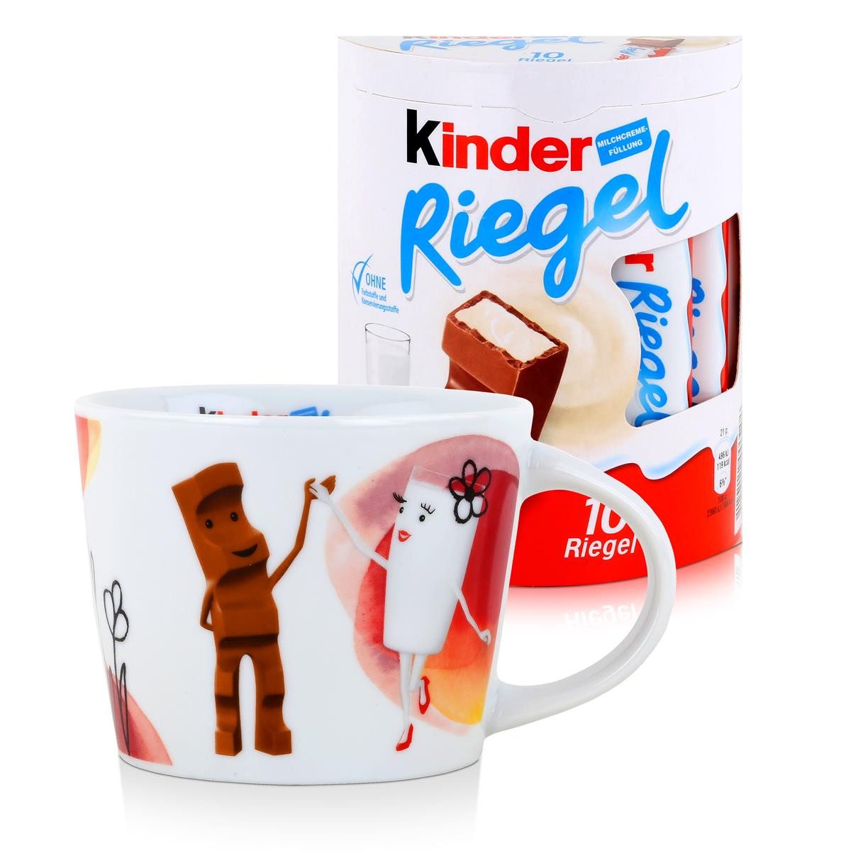 FERRERO Стекло-Set Kinder Riegel Sammel-Tasse Fan-Edition "Tanzen" & 10 Kinder Riegel je