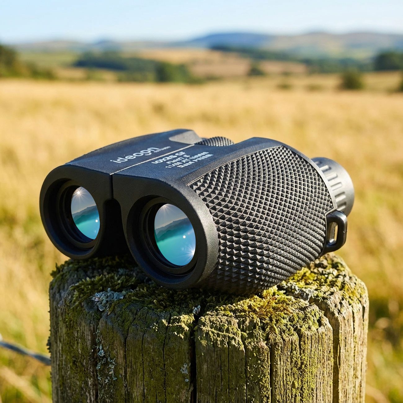 shop'n smile ideoon Mini Fernglas 10x25: Kompakt-Feldstecher für Jagd, Wandern & Outdoor Fernglas (Mit Nachtsicht, BAK4 Prisma & Tasche)