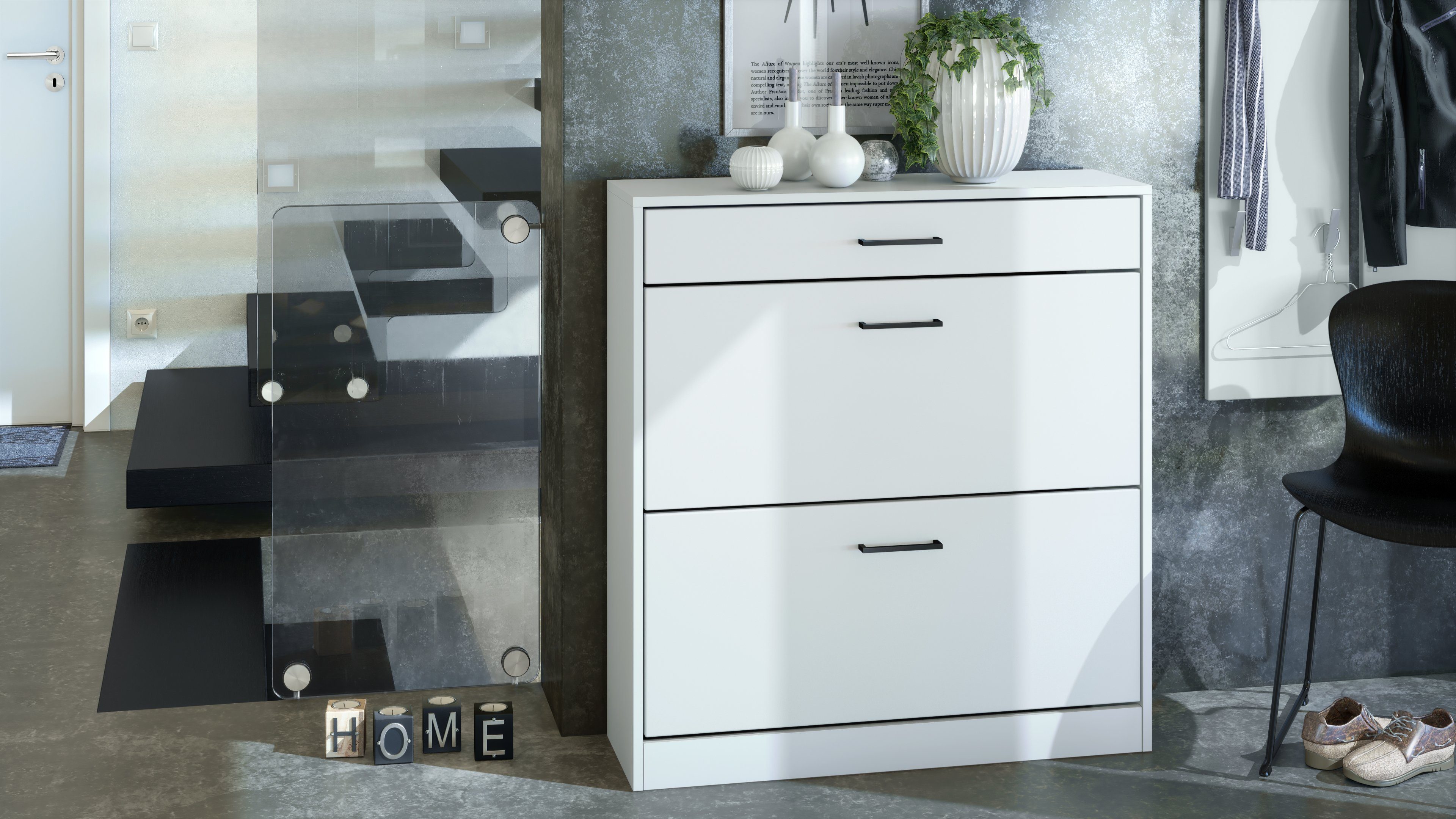 Vladon Schuhschrank Elvas (Schuhkipper, für 16 Paar Schuhe mit 2 Klappen un günstig online kaufen