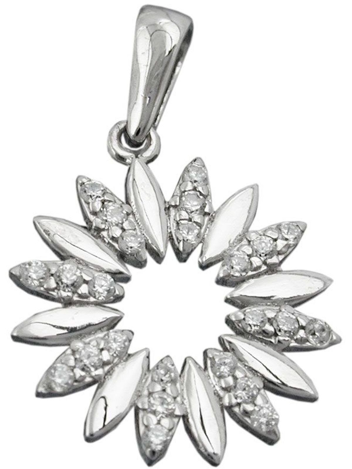 rhodiniertSilber mit Zirkonias Gallay Blume 925 14mm (1-tlg) Blumenanhänger glänzend