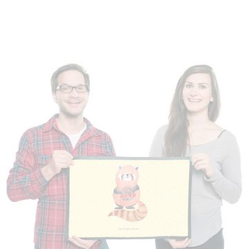 Fußmatte Roter Panda - Gelb Pastell - Geschenk, Vorleger, Fußabstreifer, Tiere, Mr. & Mrs. Panda, Höhe: 0.5 mm
