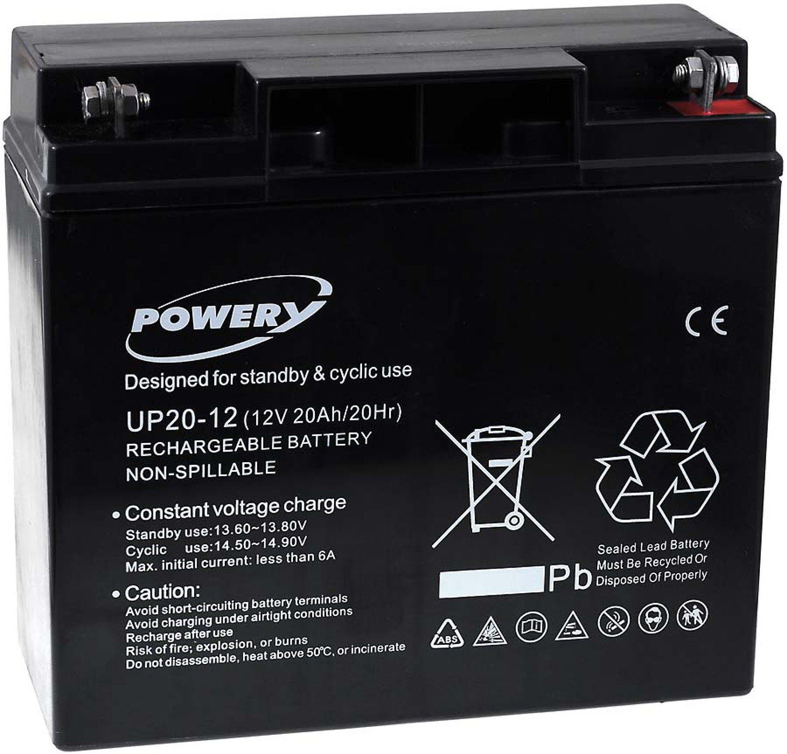 Powery Bleiakku UP20-12 12V 20Ah Bleiakkus 20000 mAh (12 V) | Standard-Akkus