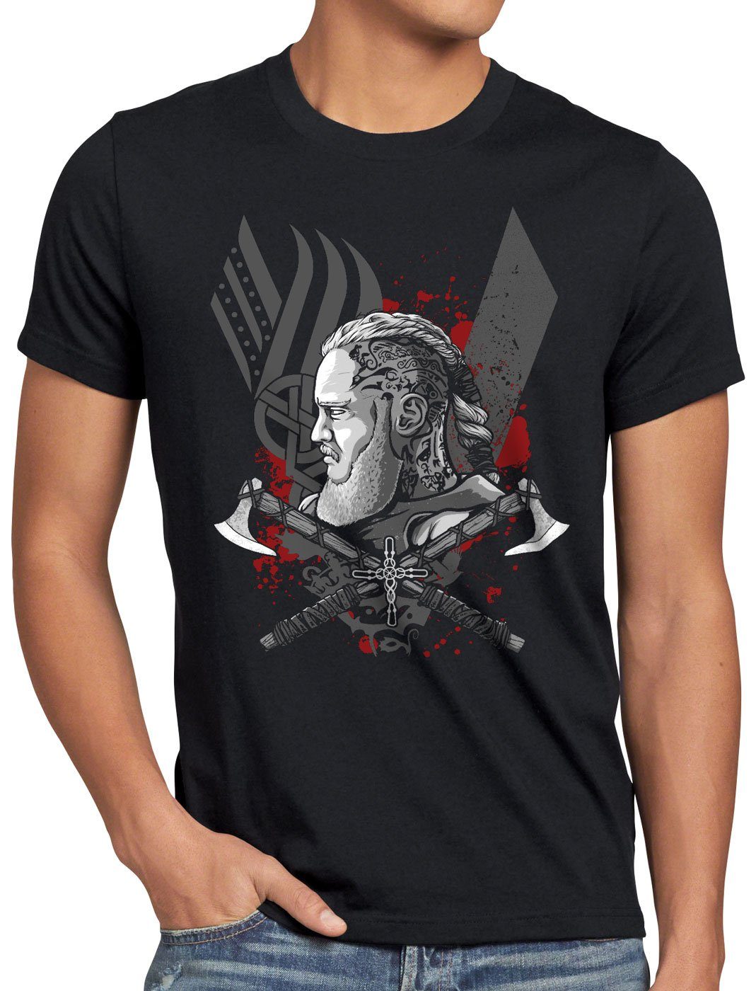 style3 Print-Shirt Herren T-Shirt Ragnar Lodbrok Wikinger Valhalla