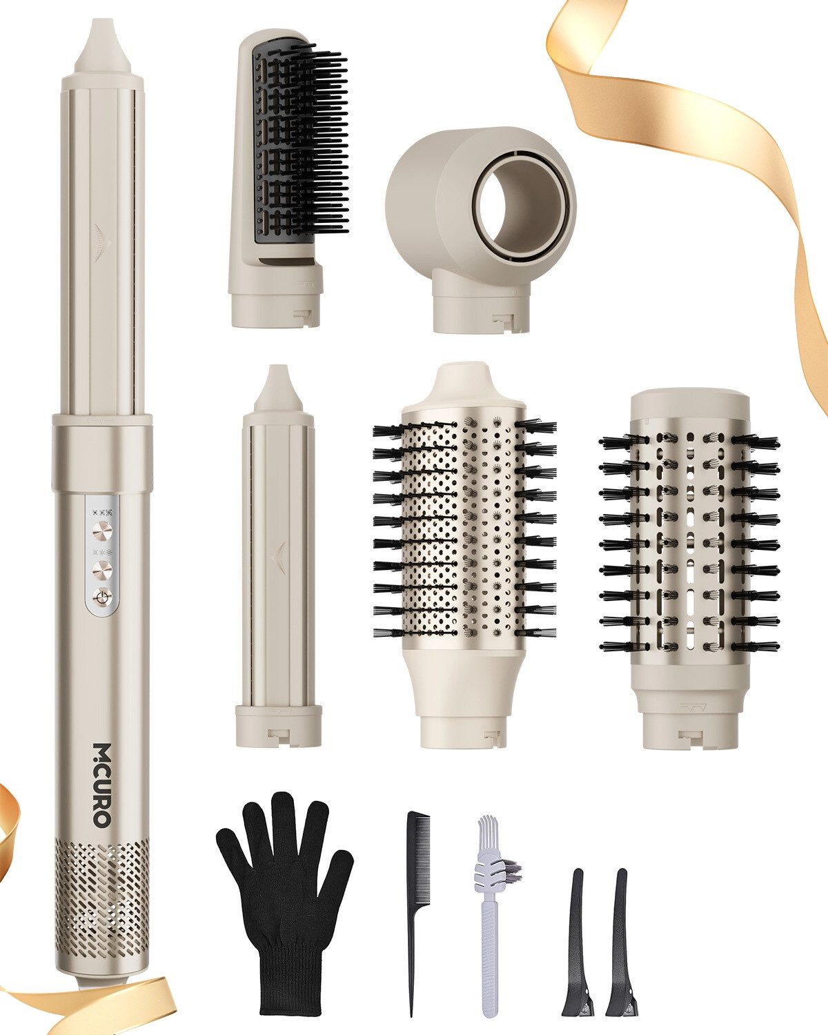 MCURO Warmluftbürste 6-in-1 Haarstyler & Haartrockner 110,000 U/min,Kein Hitzeschaden, Airstyler mit 32mm automatischer Lockenstab,One-Step Volumiser