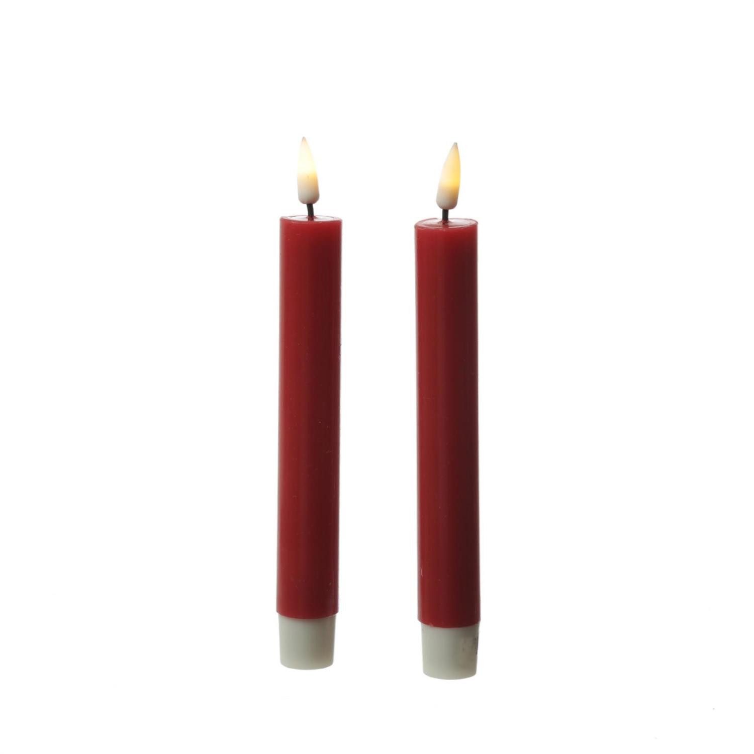 LED-Kerze LED Stabkerzen Mia Tafelkerzen Echtwachs flackernd H: 15cm rot 2Stk