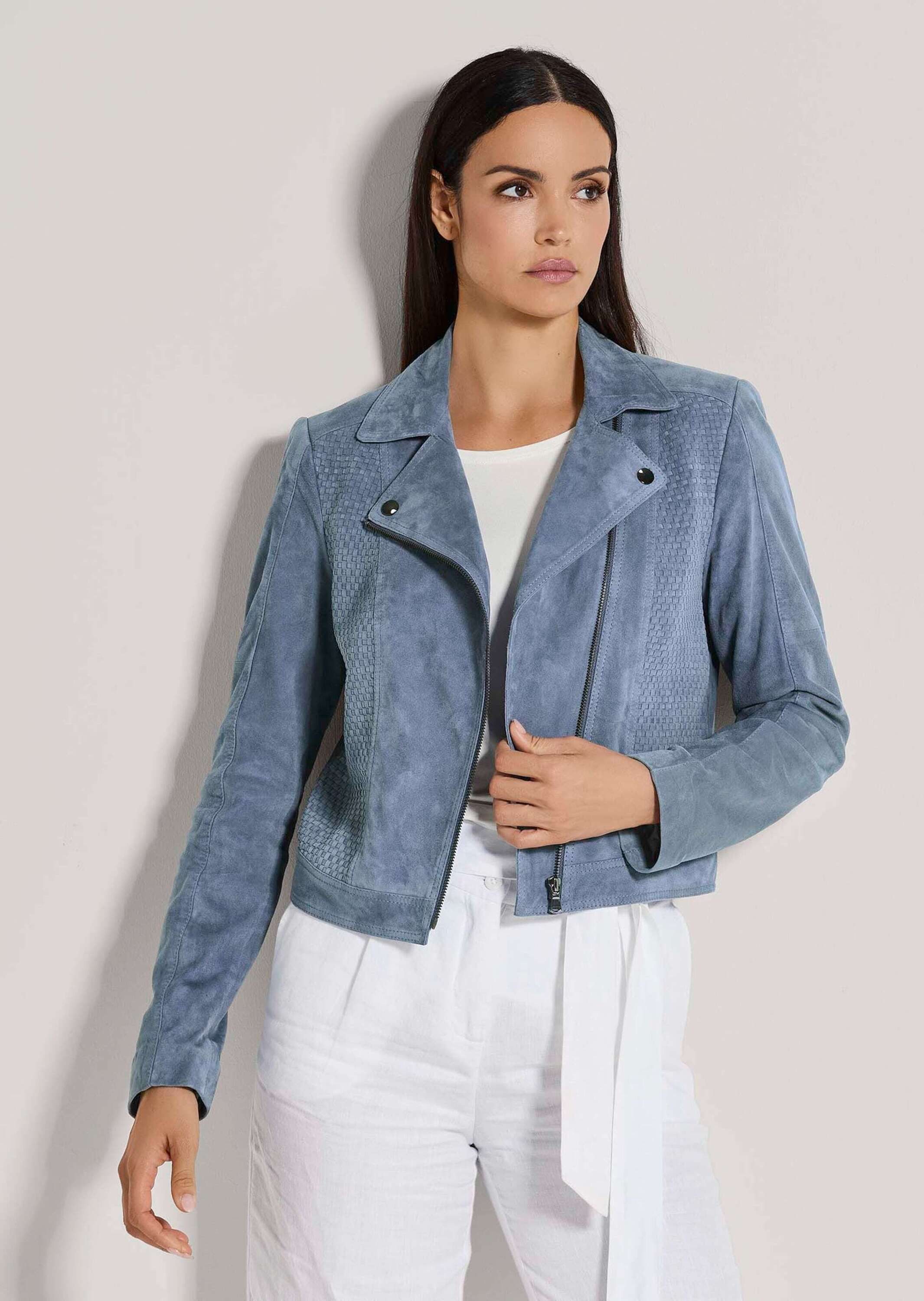 Lederjacke Kurze Bikerjacke aus softem Ziegenvelours